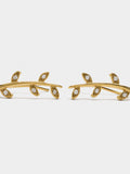 Pendientes Ear Jacket Hojas - Acero Inoxidable