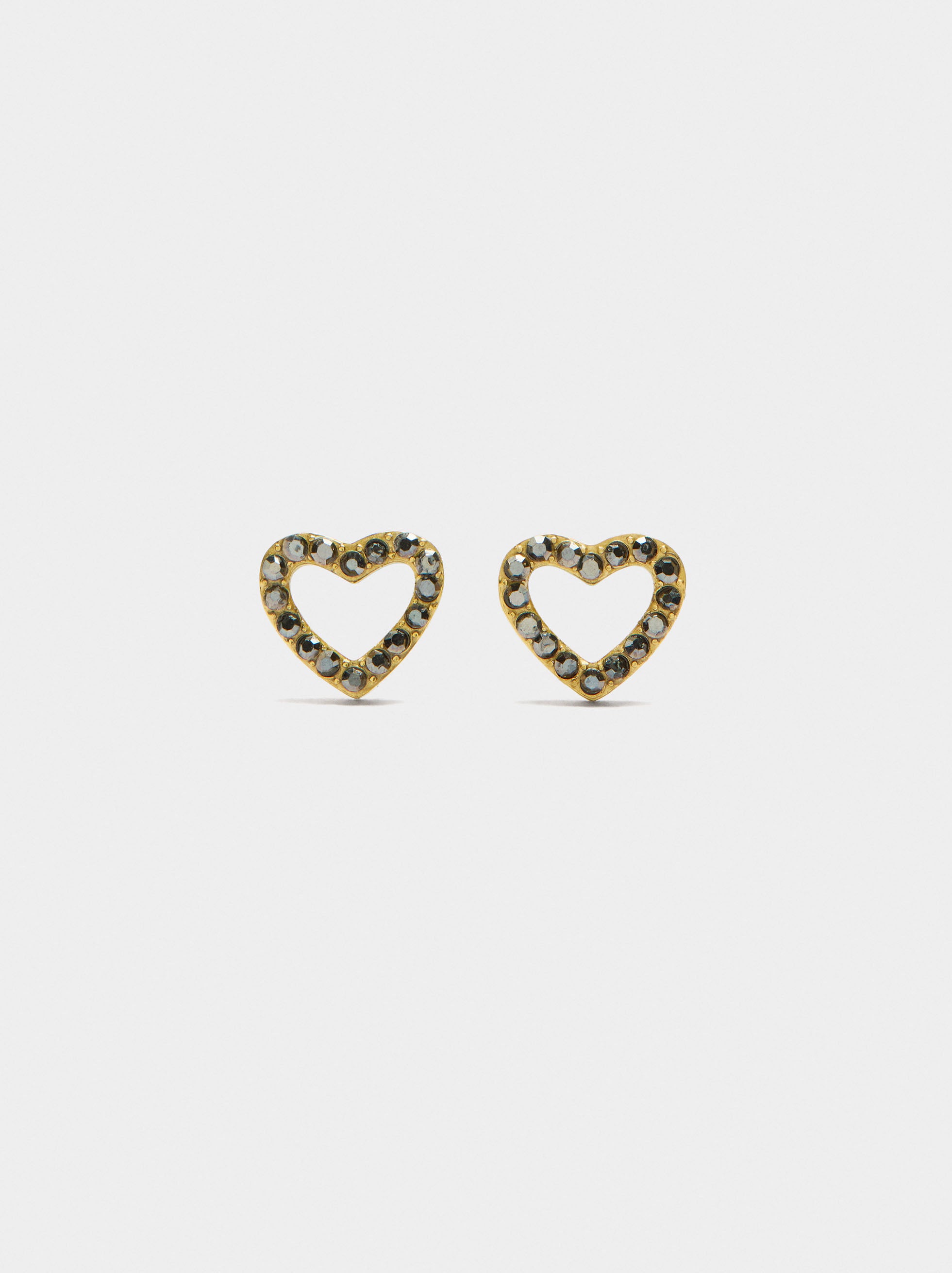 Pendientes De Corazón Con Cristales - Acero Inoxidable