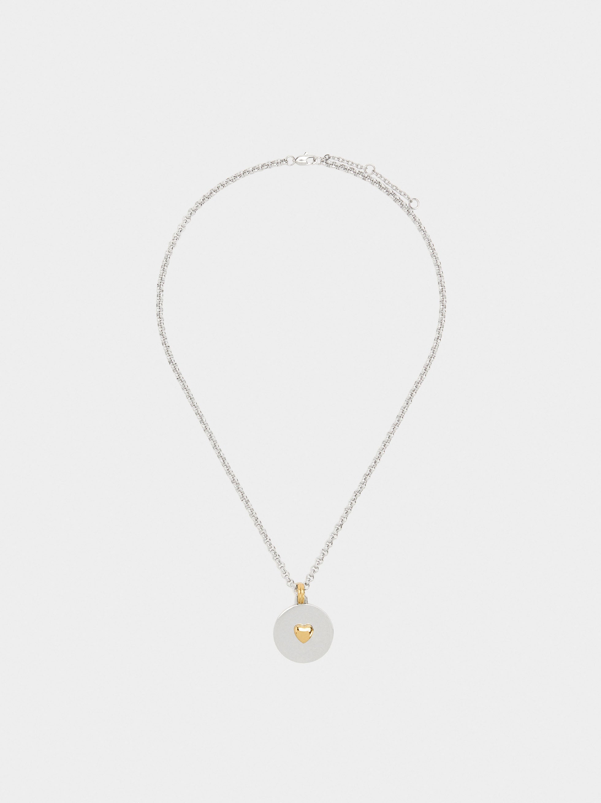 Collar Medalla Bicolor Corazón - Acero Inoxidable