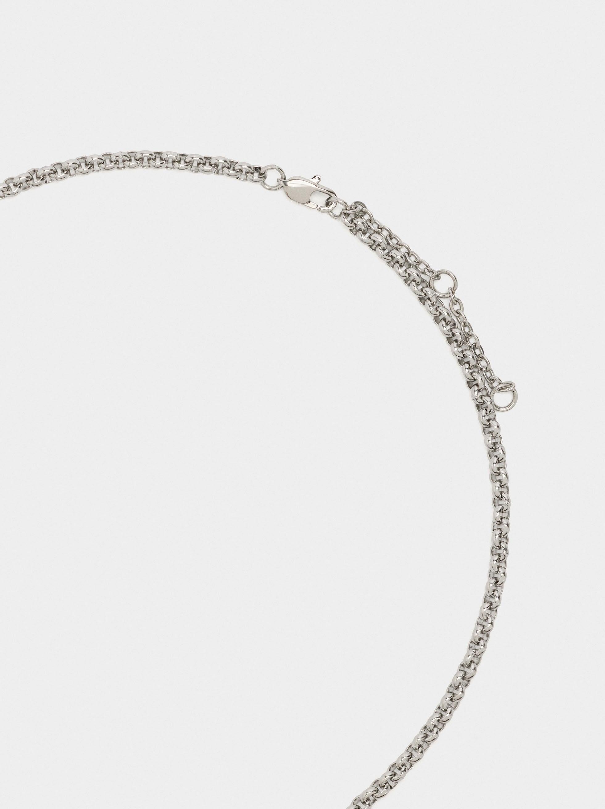 Collar Medalla Bicolor Corazón - Acero Inoxidable