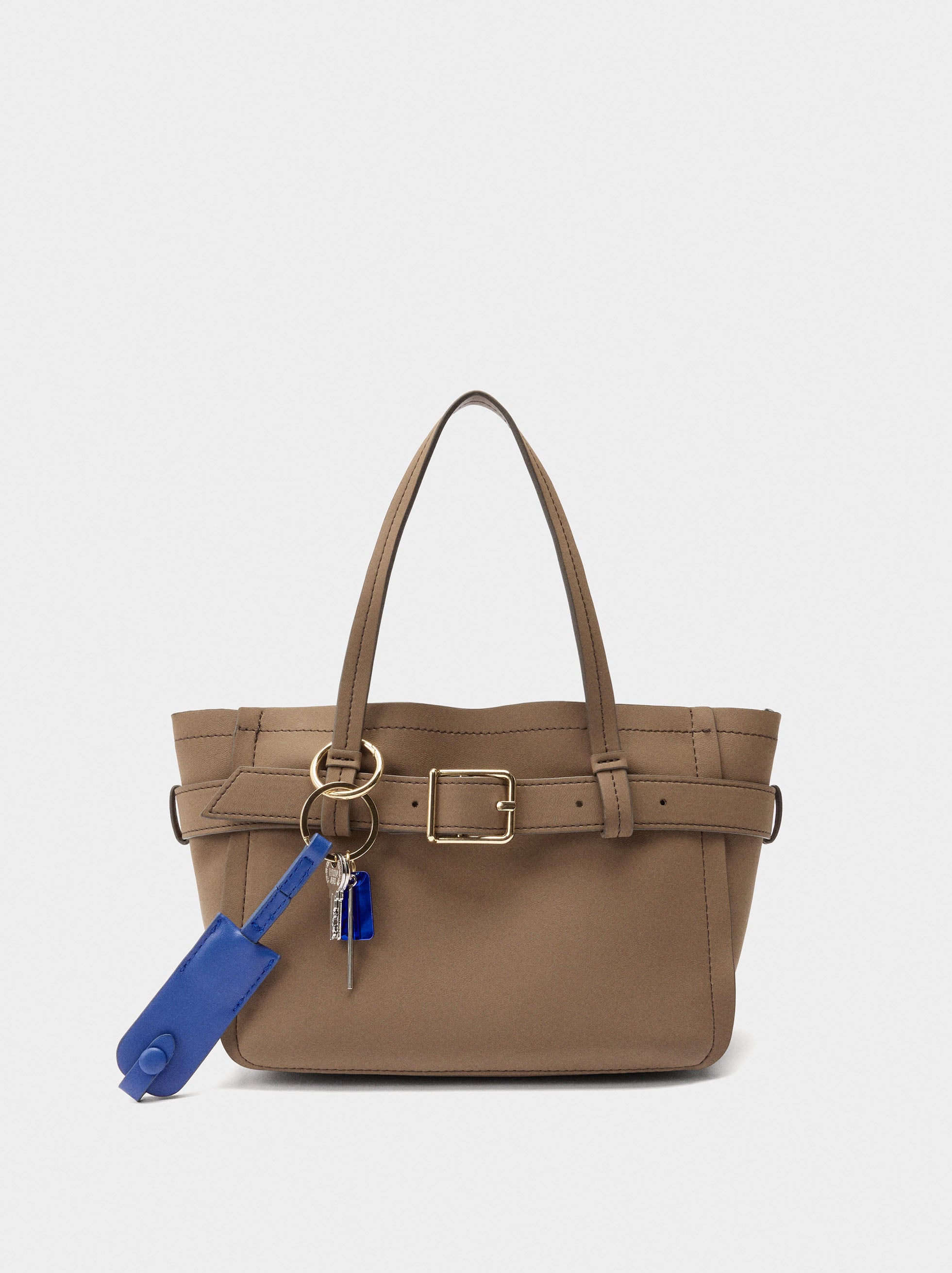 Bolso Tote Con Cinturón Y Colgante