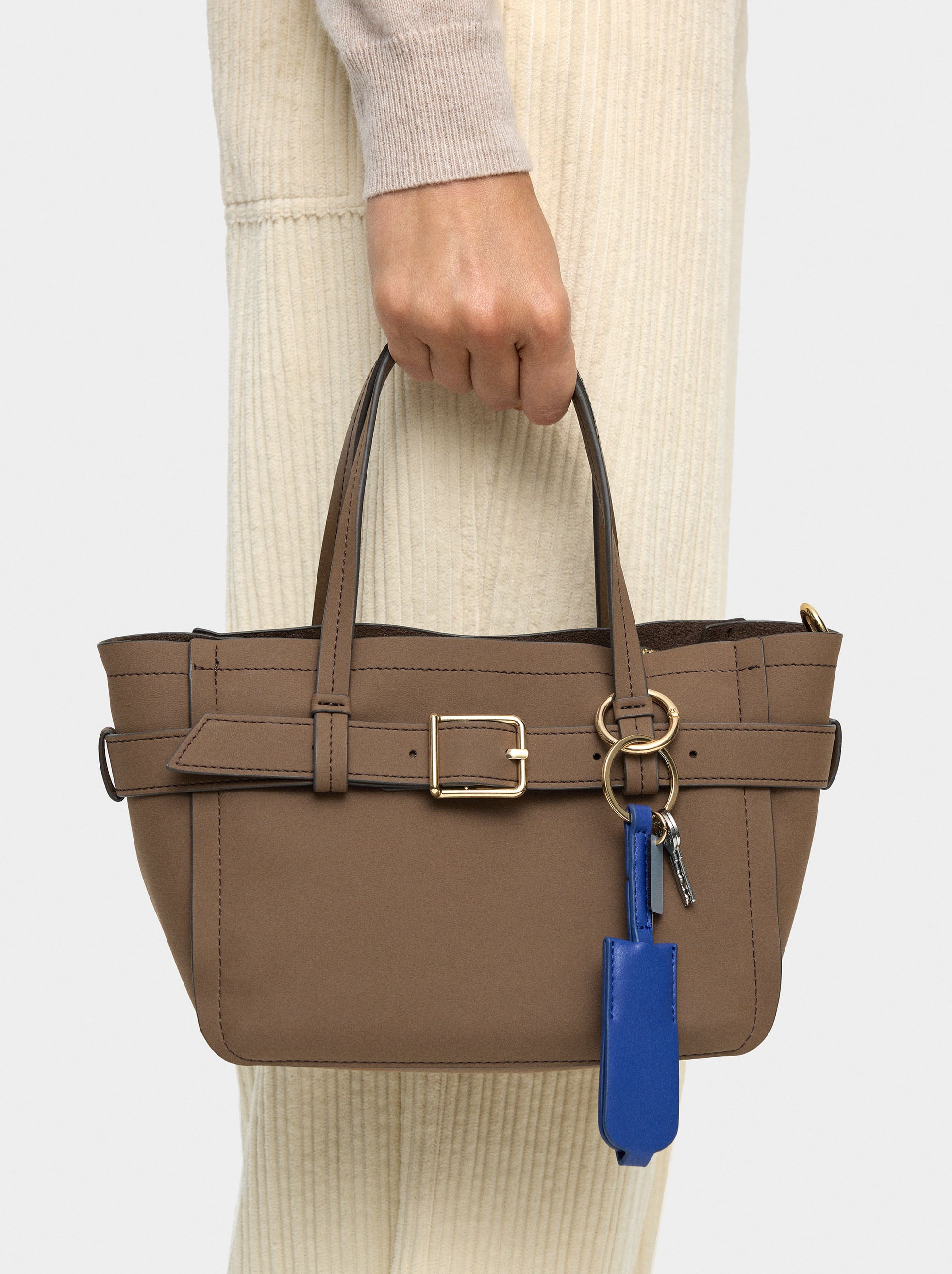 Bolso Tote Con Cinturón Y Colgante