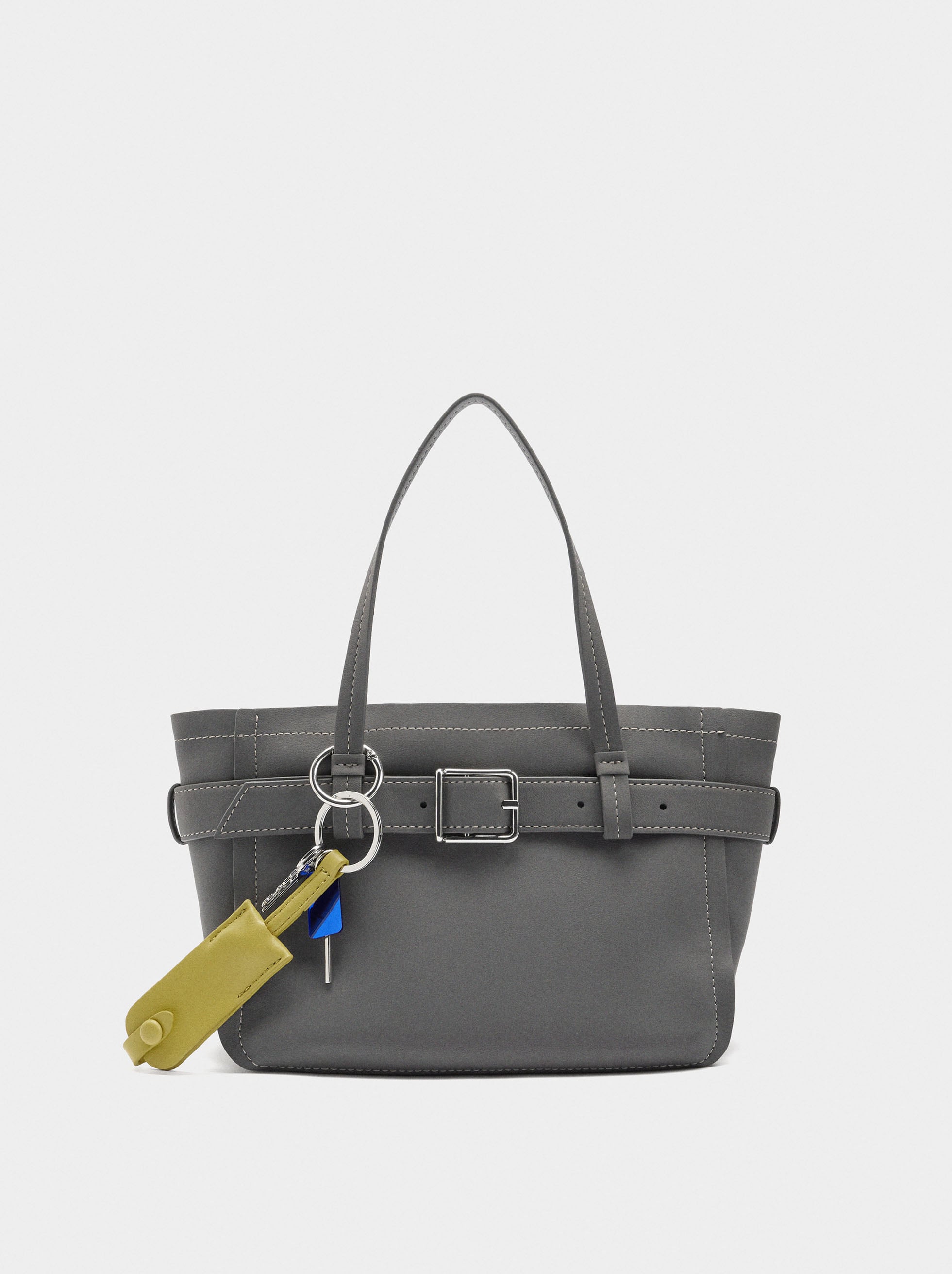 Bolso Tote Con Cinturón Y Colgante