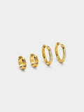 Set De Aros Con Cristales - Acero Inoxidable