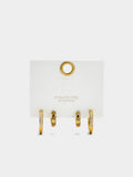 Set De Aros Con Cristales - Acero Inoxidable