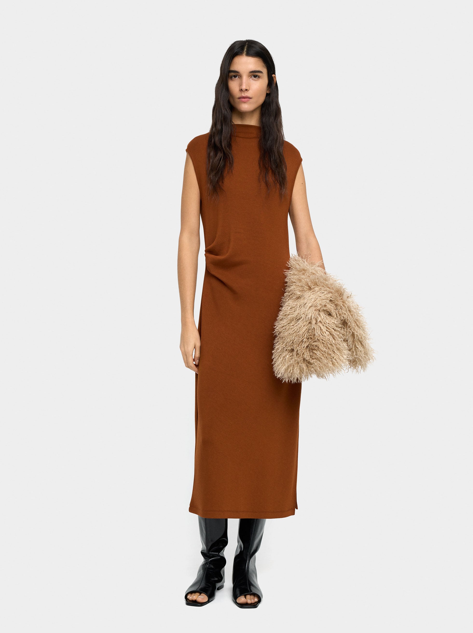 Vestido Midi Con Drapeado
