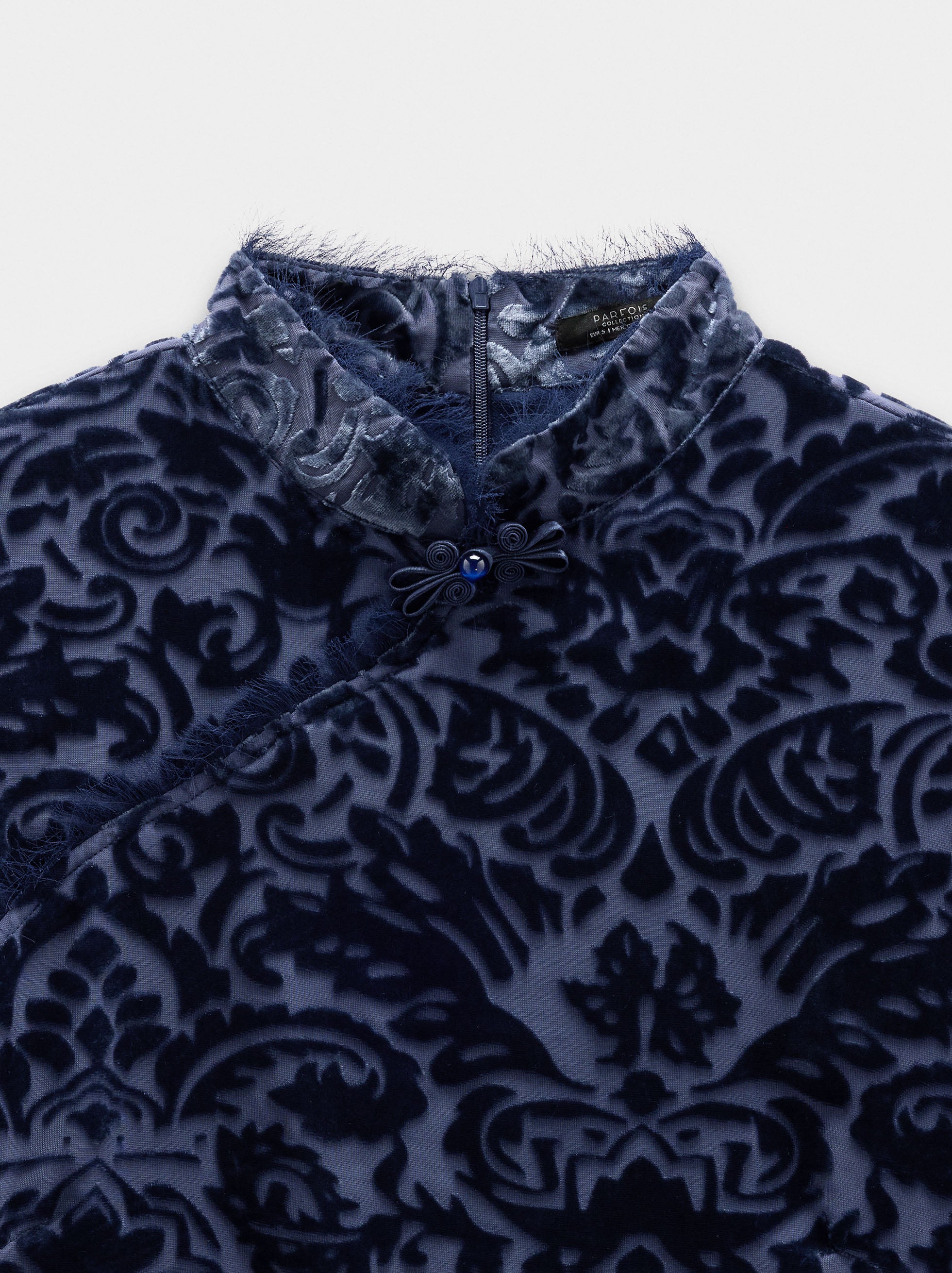 Vestido Corto Jacquard De Hojas