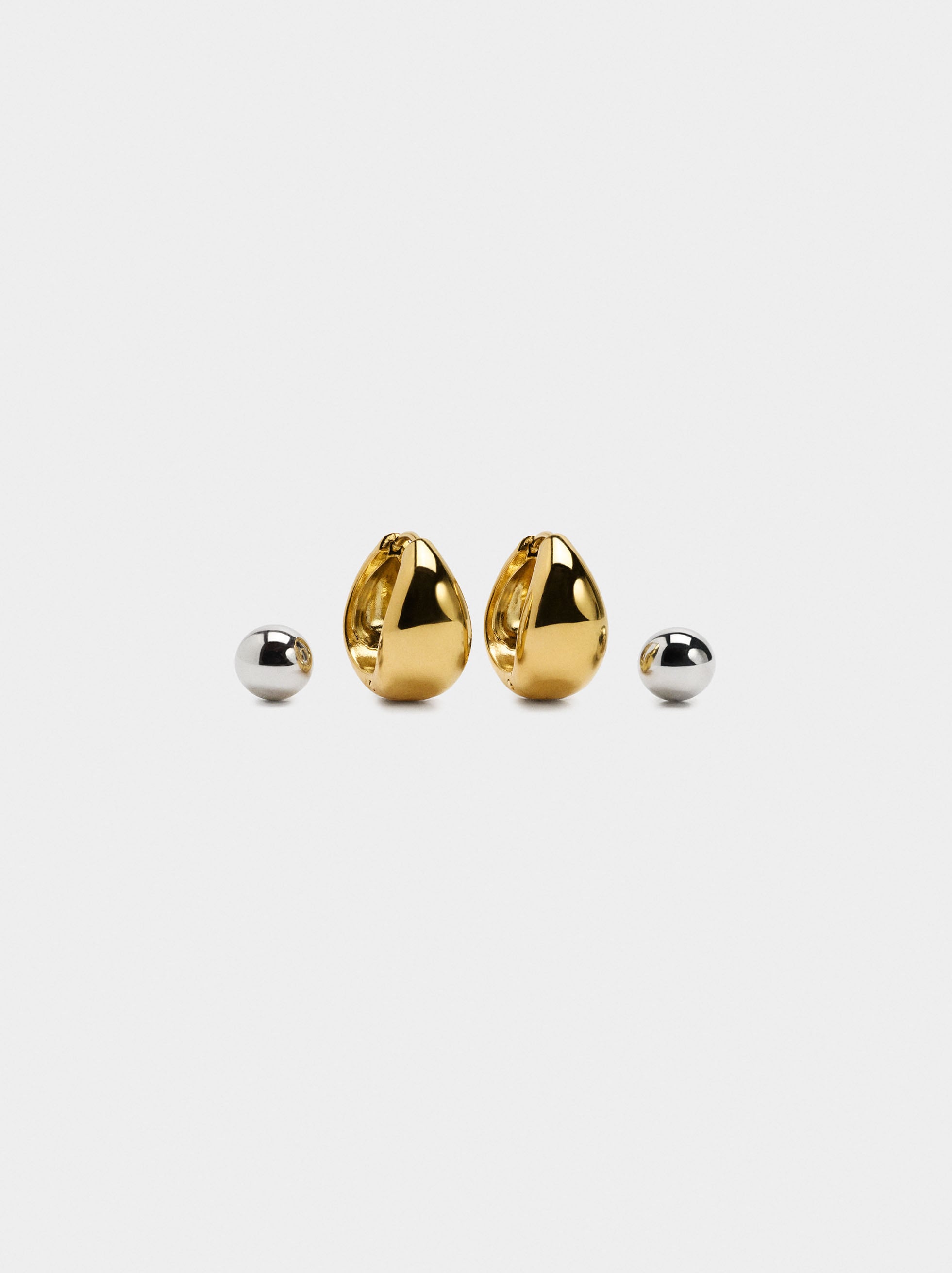 Set De Pendientes Bicolor - Acero Inoxidable
