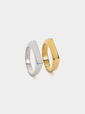 Set De Anillos Planos Bicolor - Acero Inoxidable