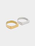 Set De Anillos Planos Bicolor - Acero Inoxidable