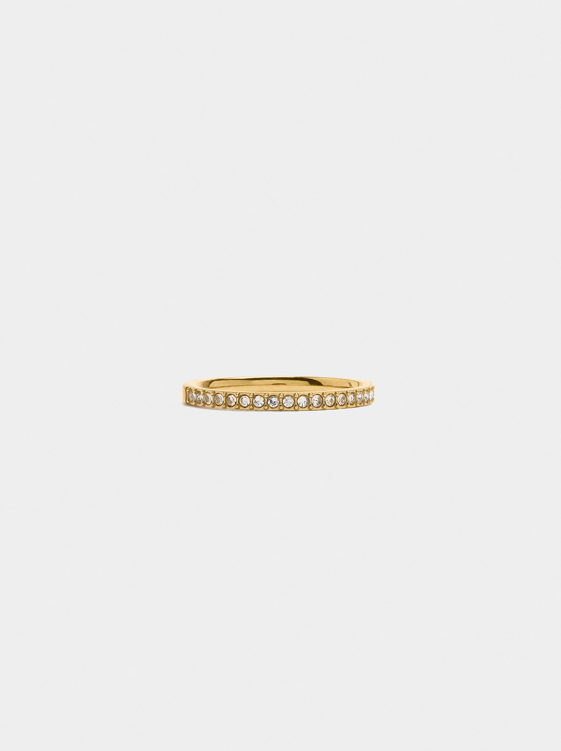 Anillo Fino Con Cristales - Acero Inoxidable