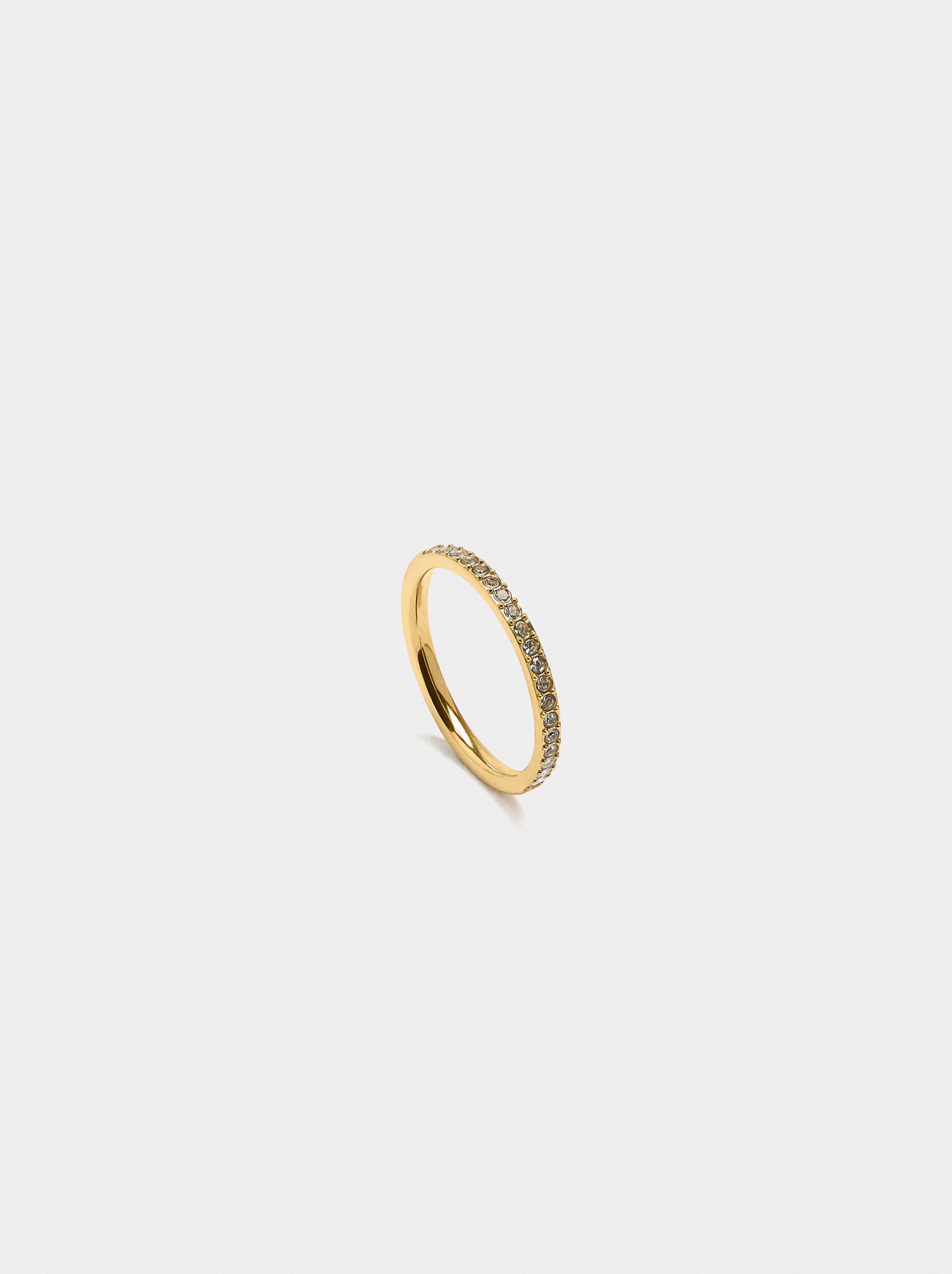 Anillo Fino Con Cristales - Acero Inoxidable