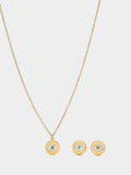 Set Collar Y Pendientes Ojos Con Cristales - Acero Inoxidable