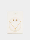 Set Collar Y Pendientes Trébol Con Perlas - Acero Inoxidable