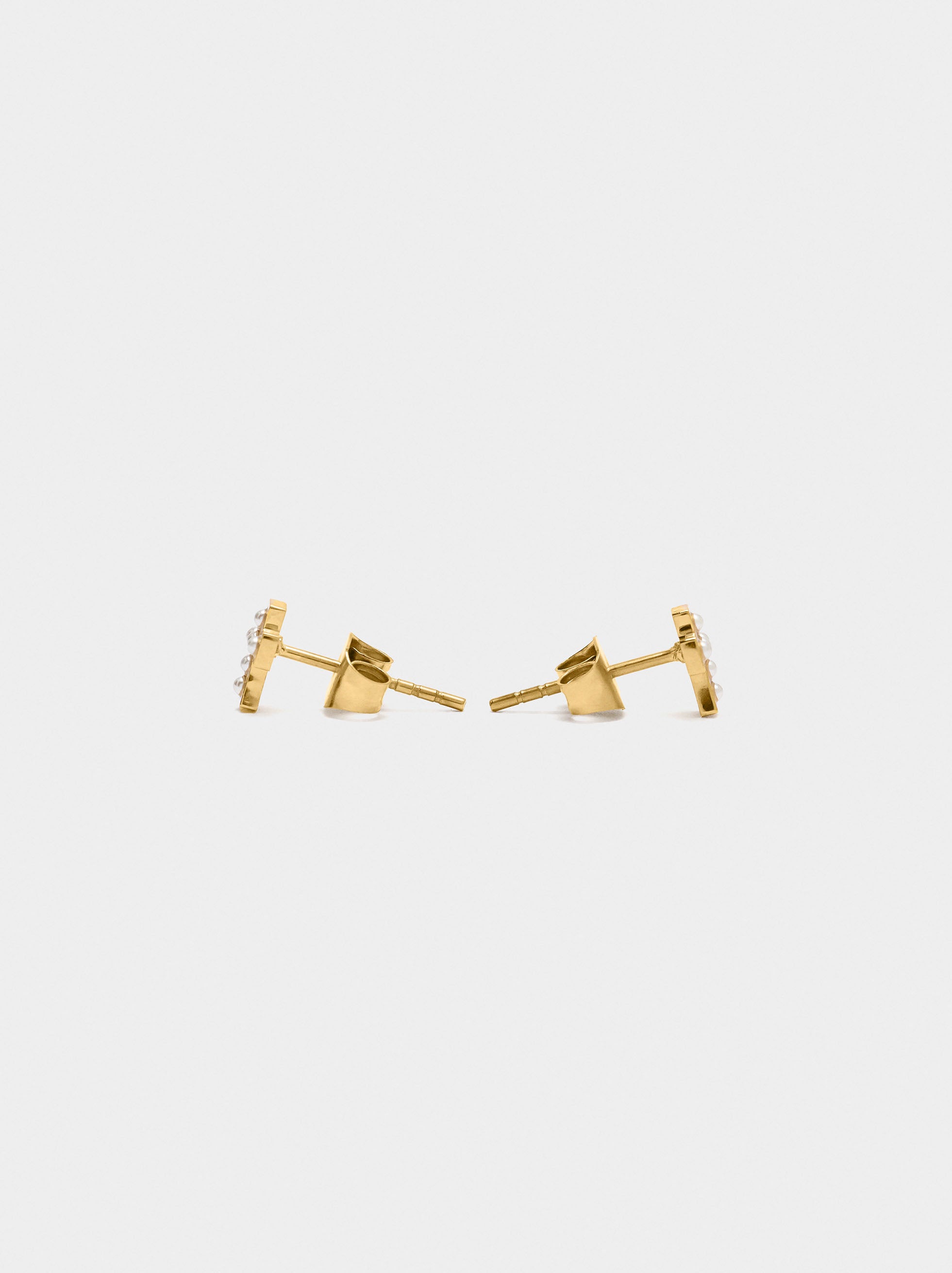 Set Collar Y Pendientes Cruz Con Perlas - Acero Inoxidable