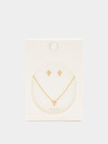 Set Collar Y Pendientes Cruz Con Perlas - Acero Inoxidable