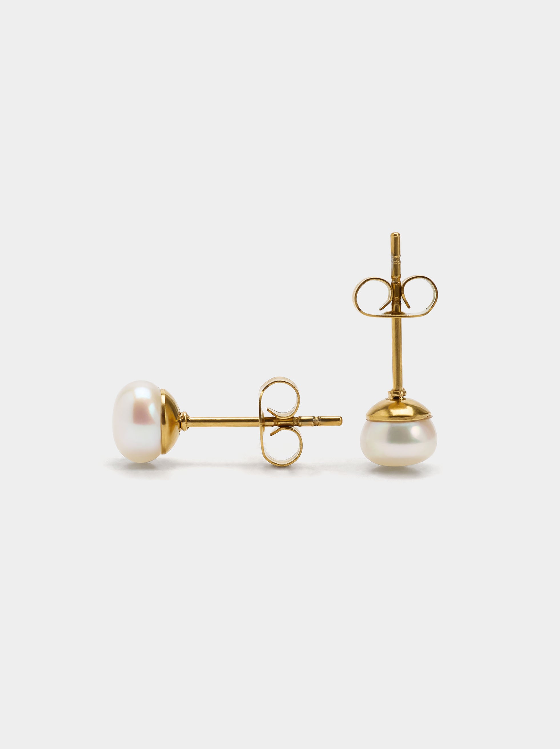 Pendientes Cortos Con Perlas De Agua Dulce - Acero Inoxidable