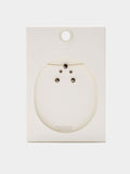 Set Collar Y Pendientes Con Cristales - Acero Inoxidable