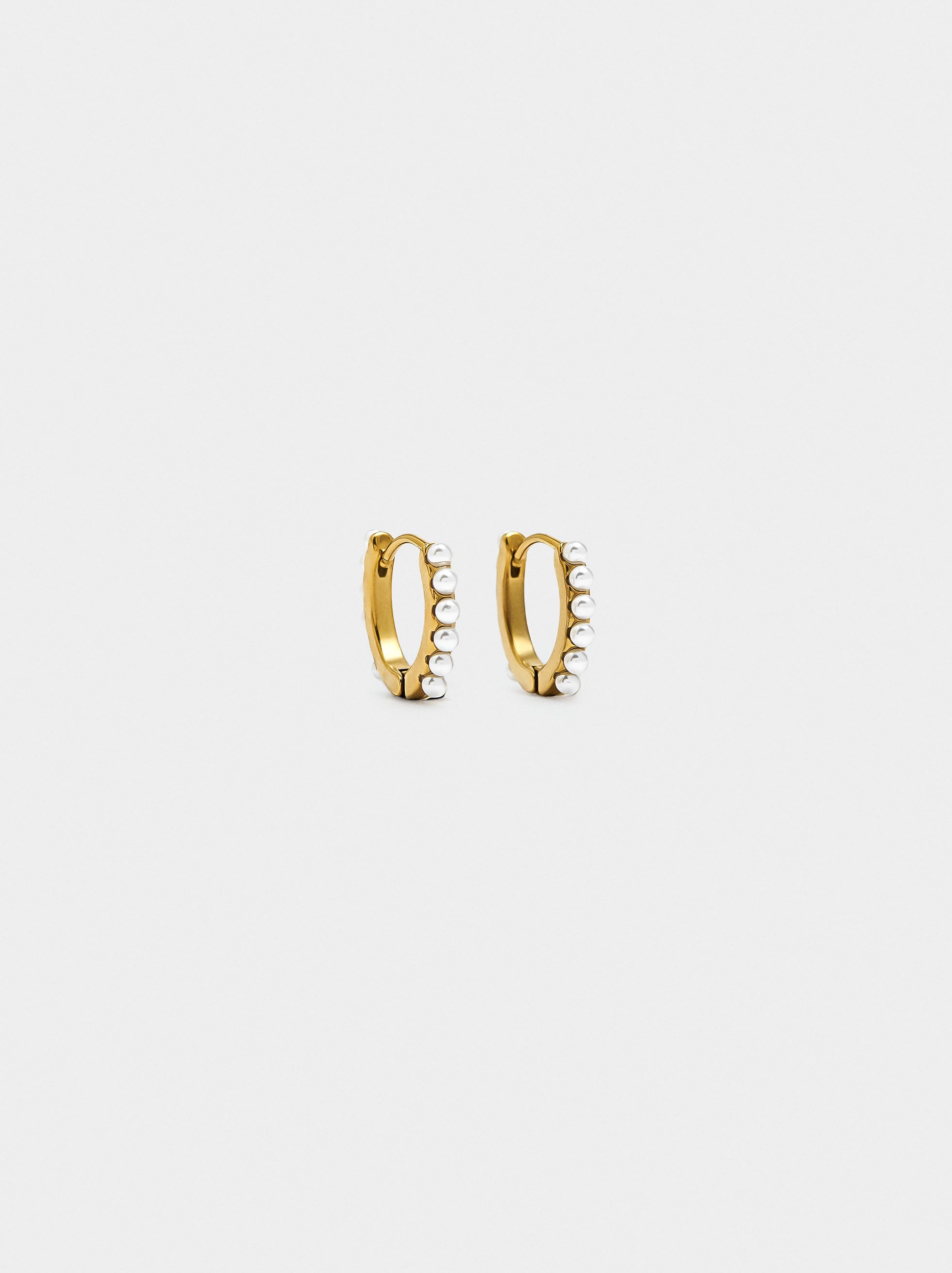Aros Con Perlas - Acero Inoxidable