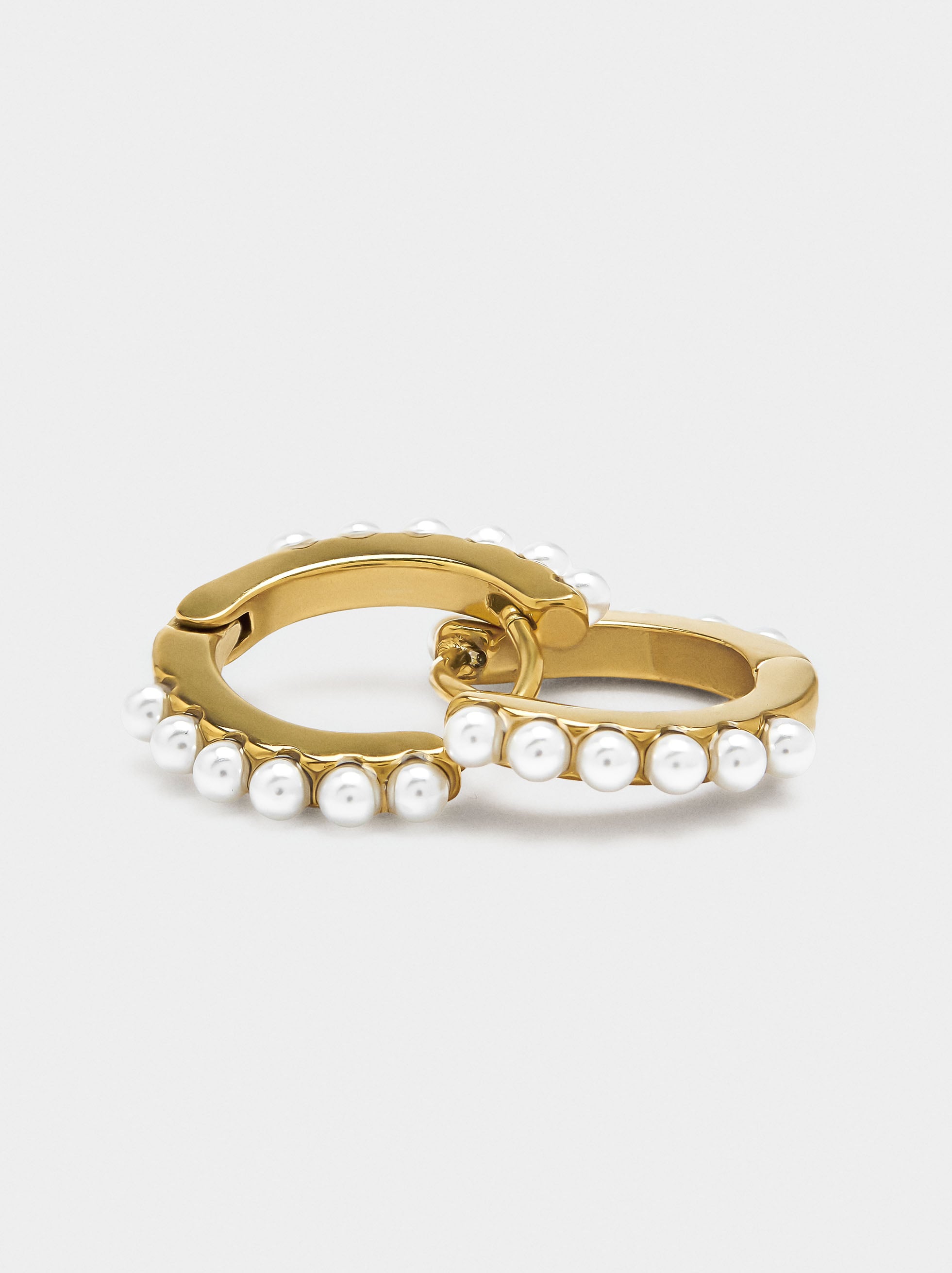 Aros Con Perlas - Acero Inoxidable
