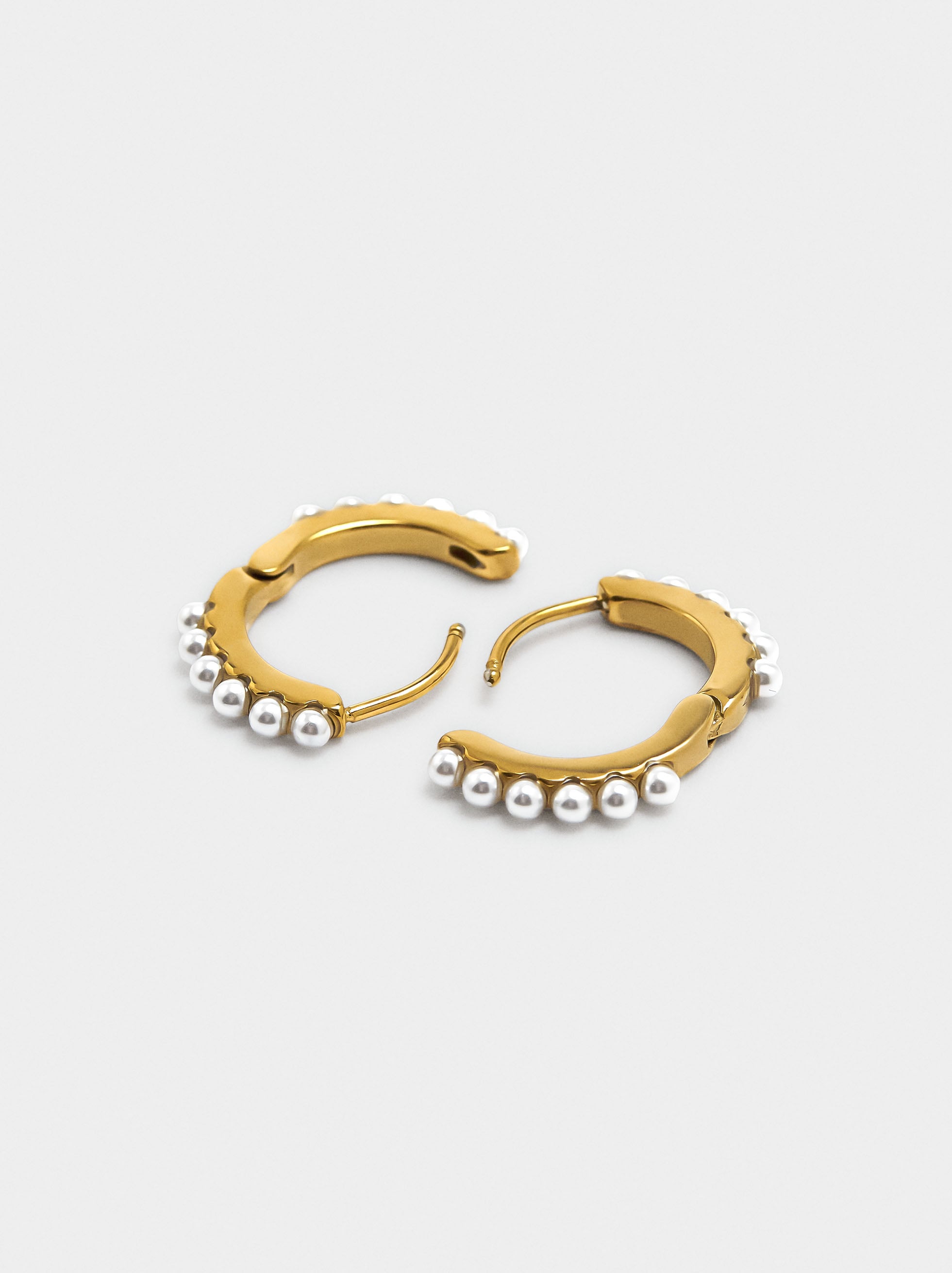 Aros Con Perlas - Acero Inoxidable