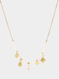 Collar Con Charms Y Perlas De Agua Dulce - Acero Inoxidable