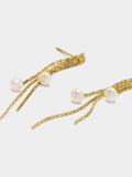 Pendientes Largos Con Perlas De Agua Dulce - Acero Inoxidable