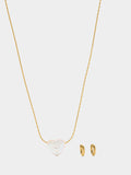 Set De Collar Con Corazón Y Aros - Acero Inoxidable