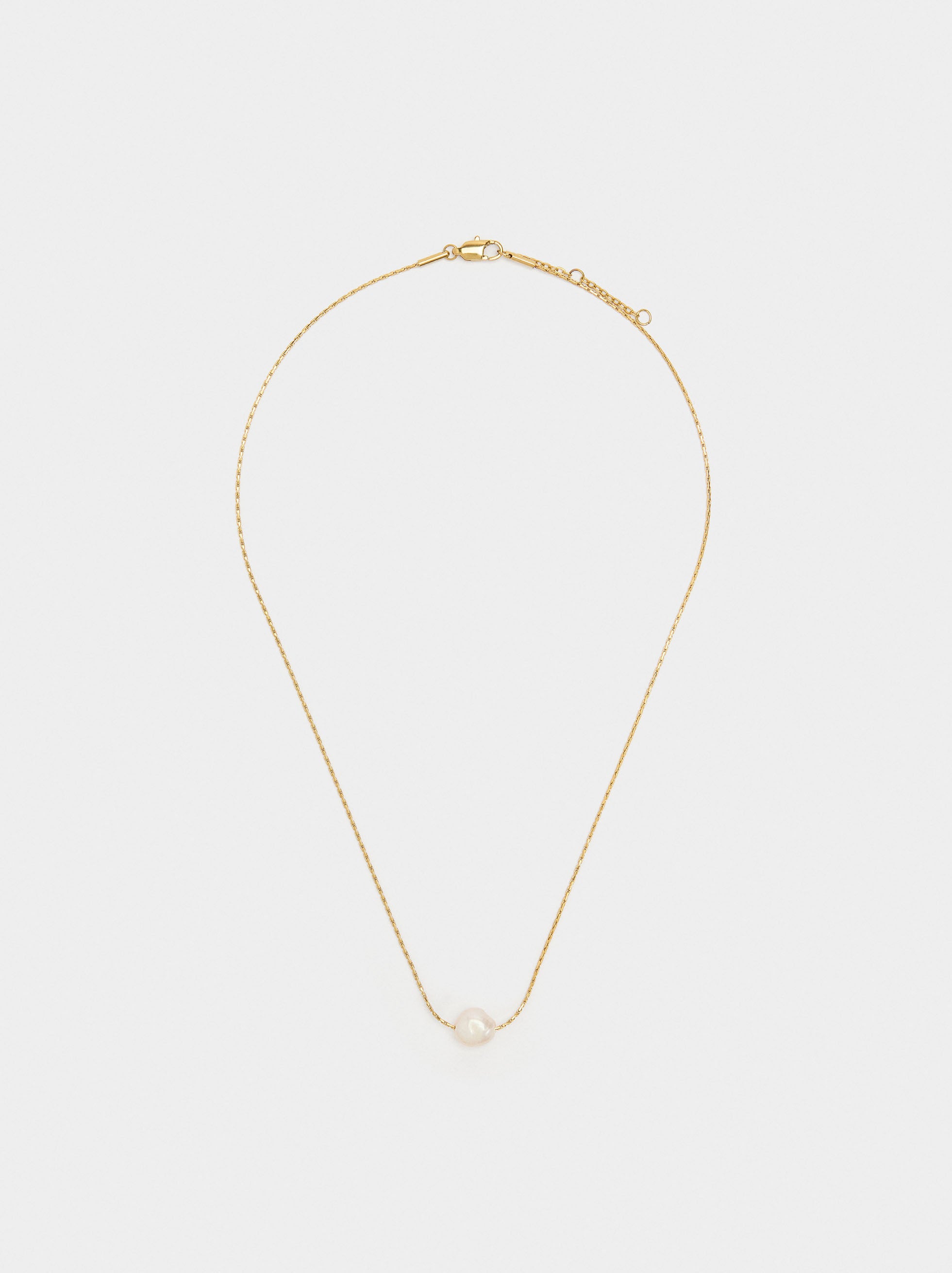 Collar Con Perla De Agua Dulce - Acero Inoxidable