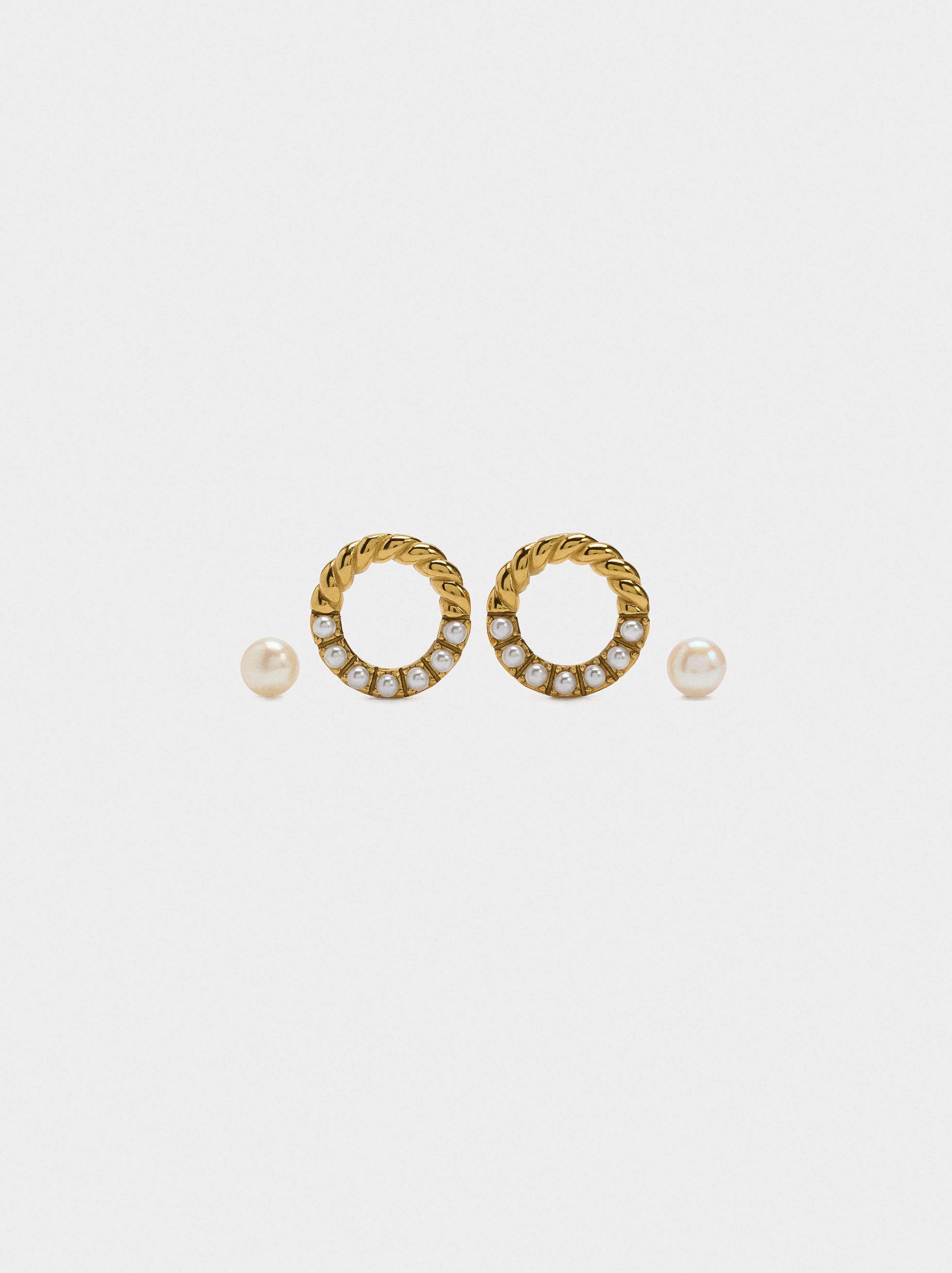 Pendientes Con Perlas De Agua Dulce - Acero Inoxidable