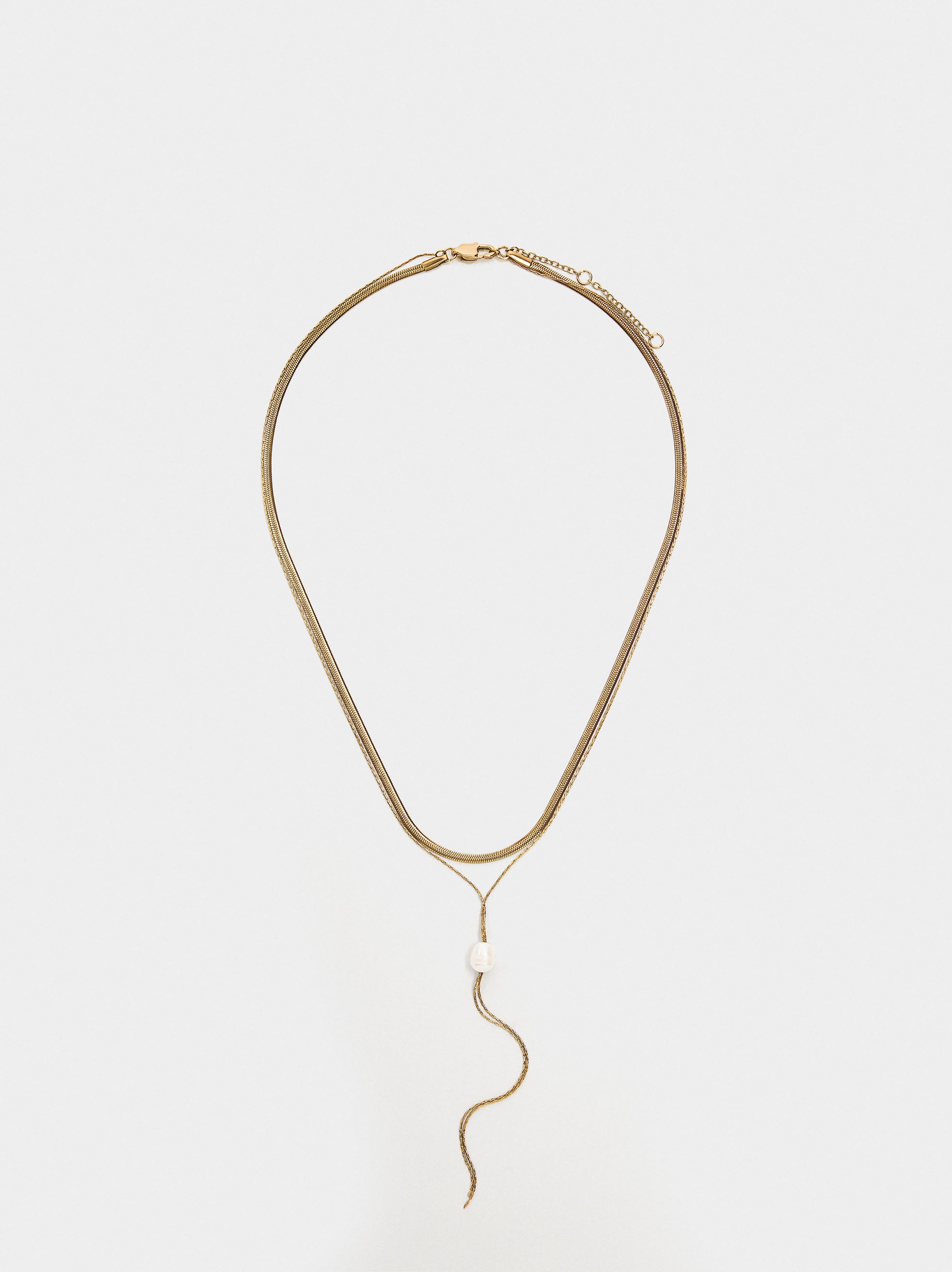 Collar Con Perla De Agua Dulce - Acero Inoxidable