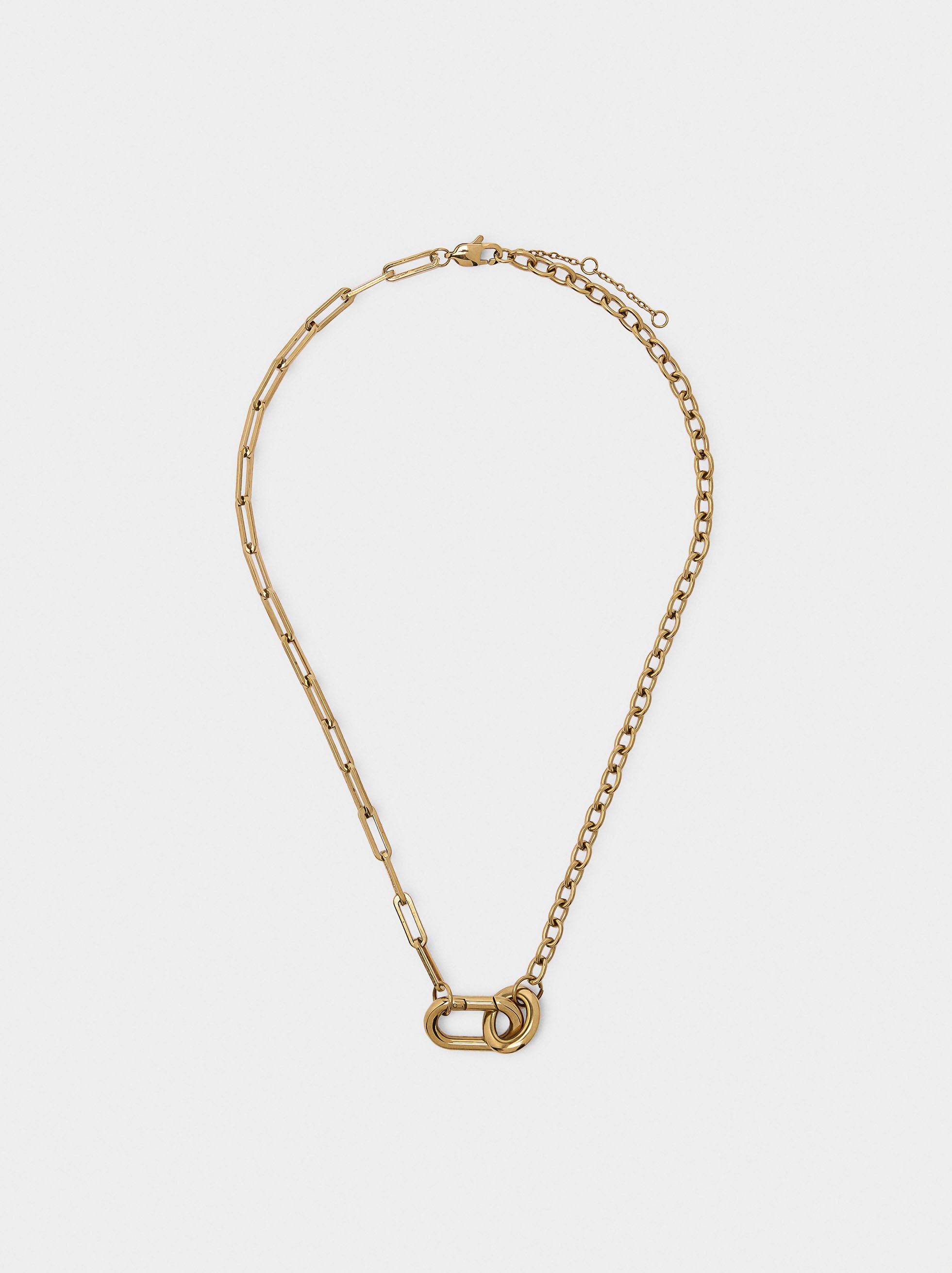 Collar De Eslabones Con Colgante Mosquetón