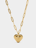 Collar De Eslabones Con Corazón - Acero Inoxidable