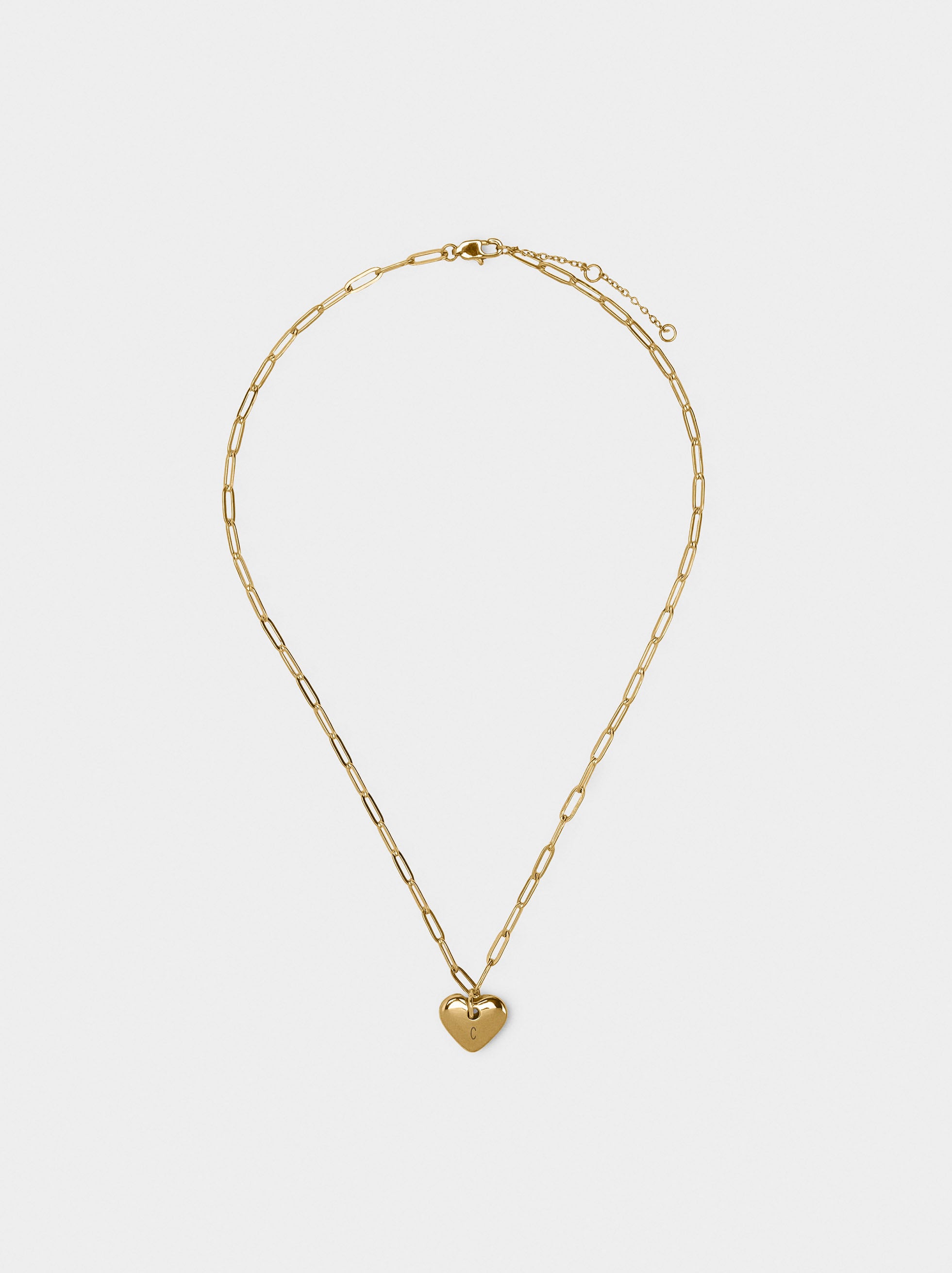 Collar De Eslabones Con Corazón - Acero Inoxidable