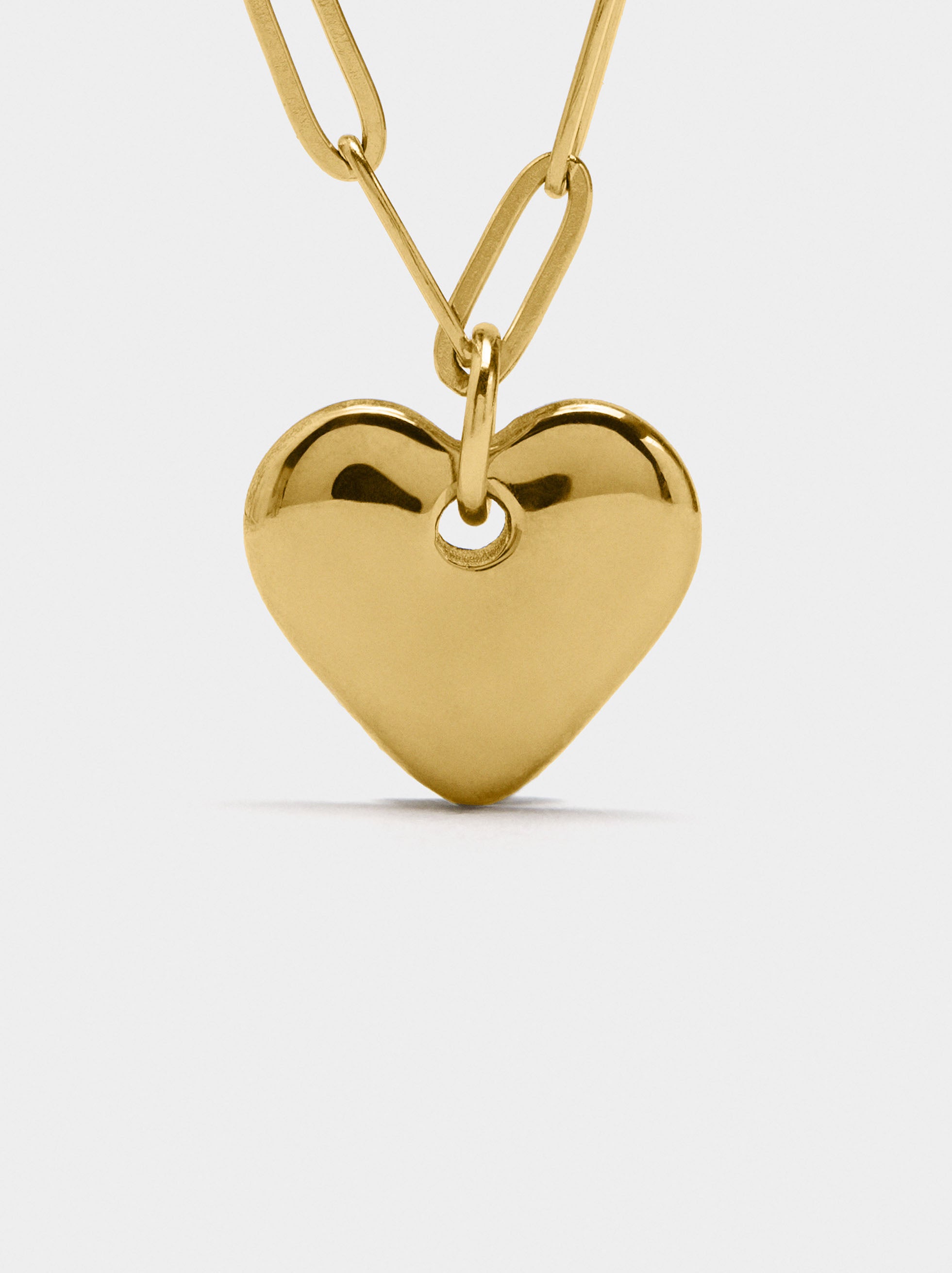 Collar De Eslabones Con Corazón - Acero Inoxidable