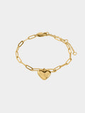 Pulsera De Eslabones Con Corazón - Acero Inoxidable
