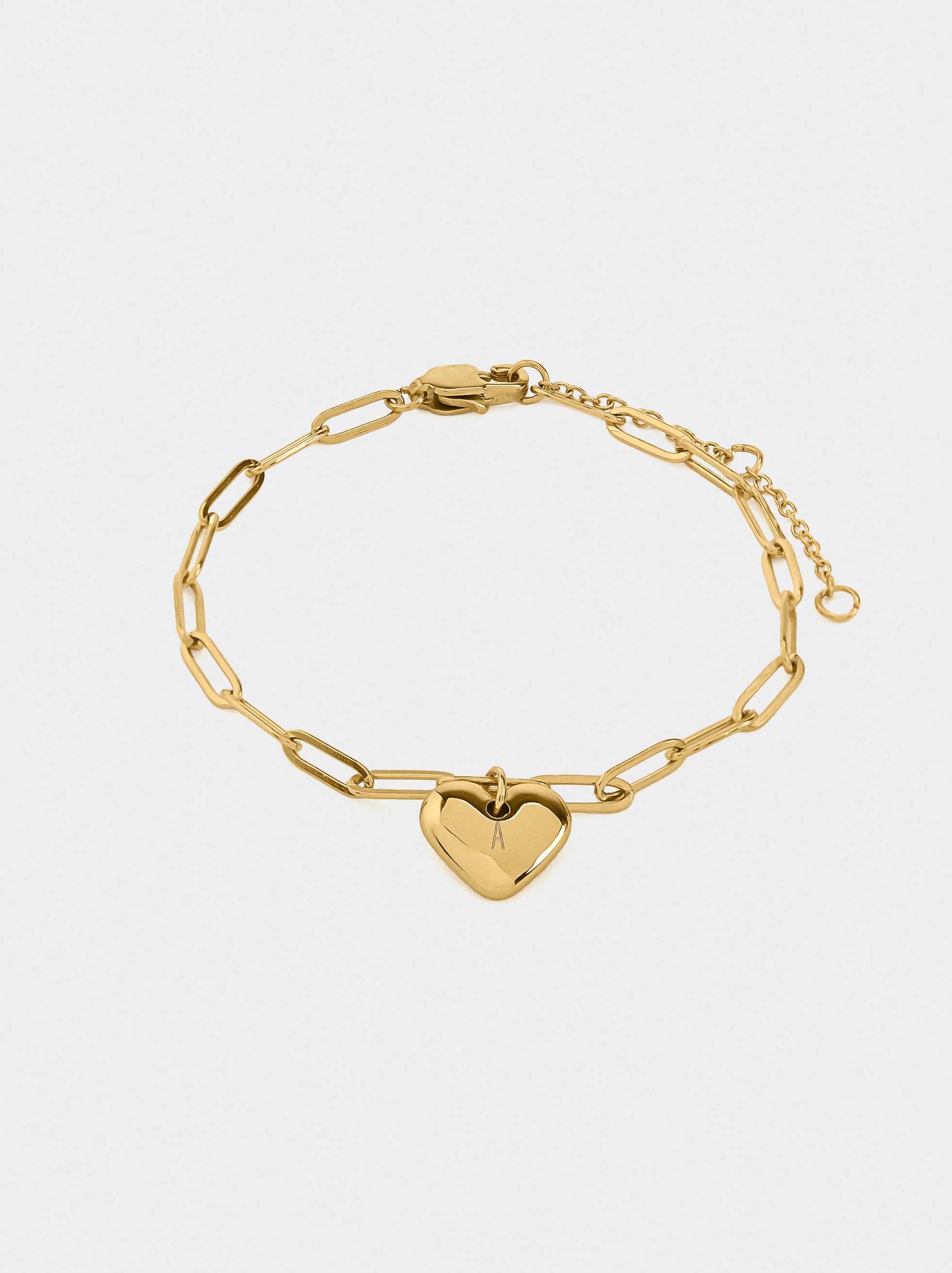 Pulsera De Eslabones Con Corazón - Acero Inoxidable