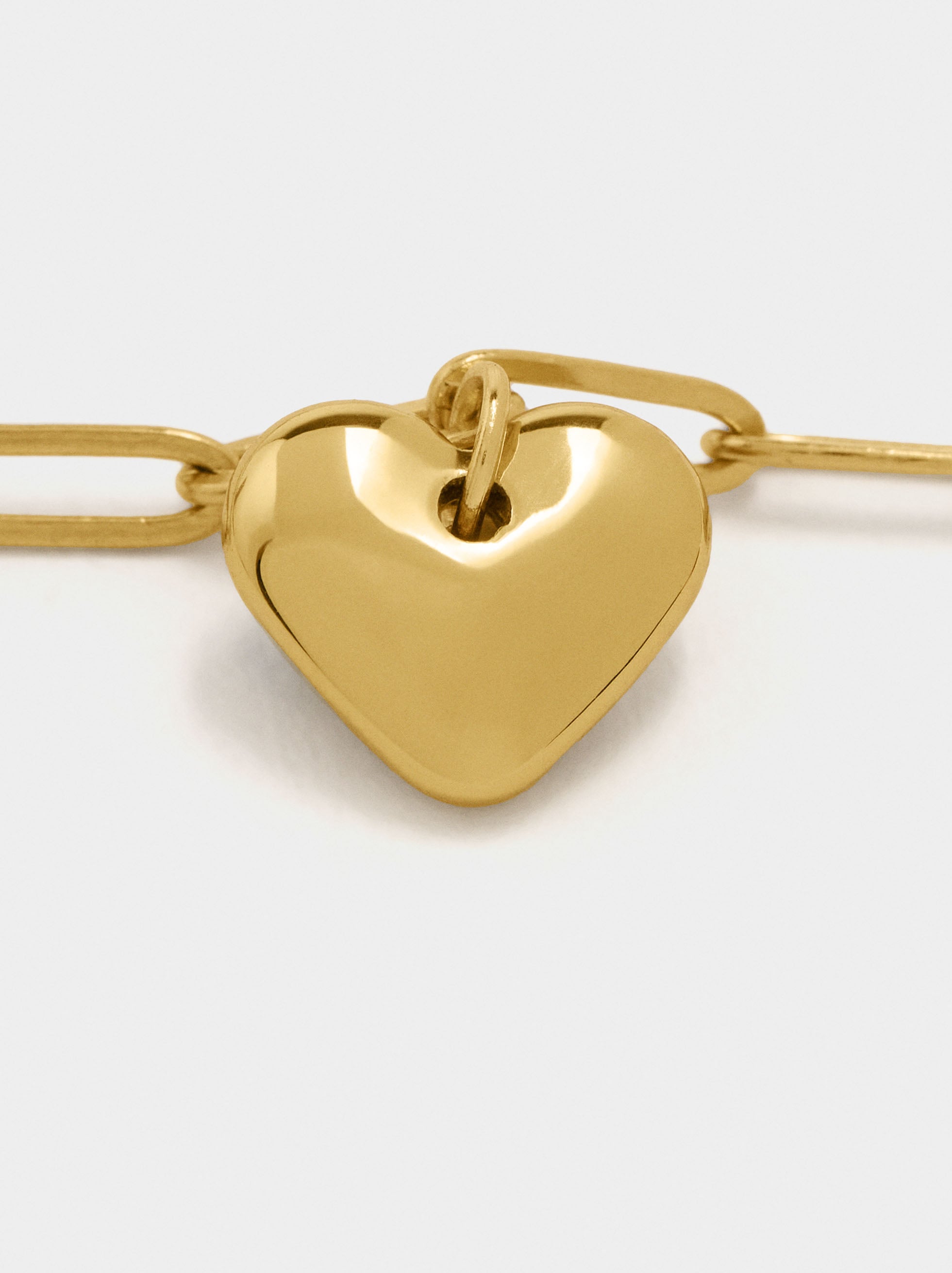Pulsera De Eslabones Con Corazón - Acero Inoxidable