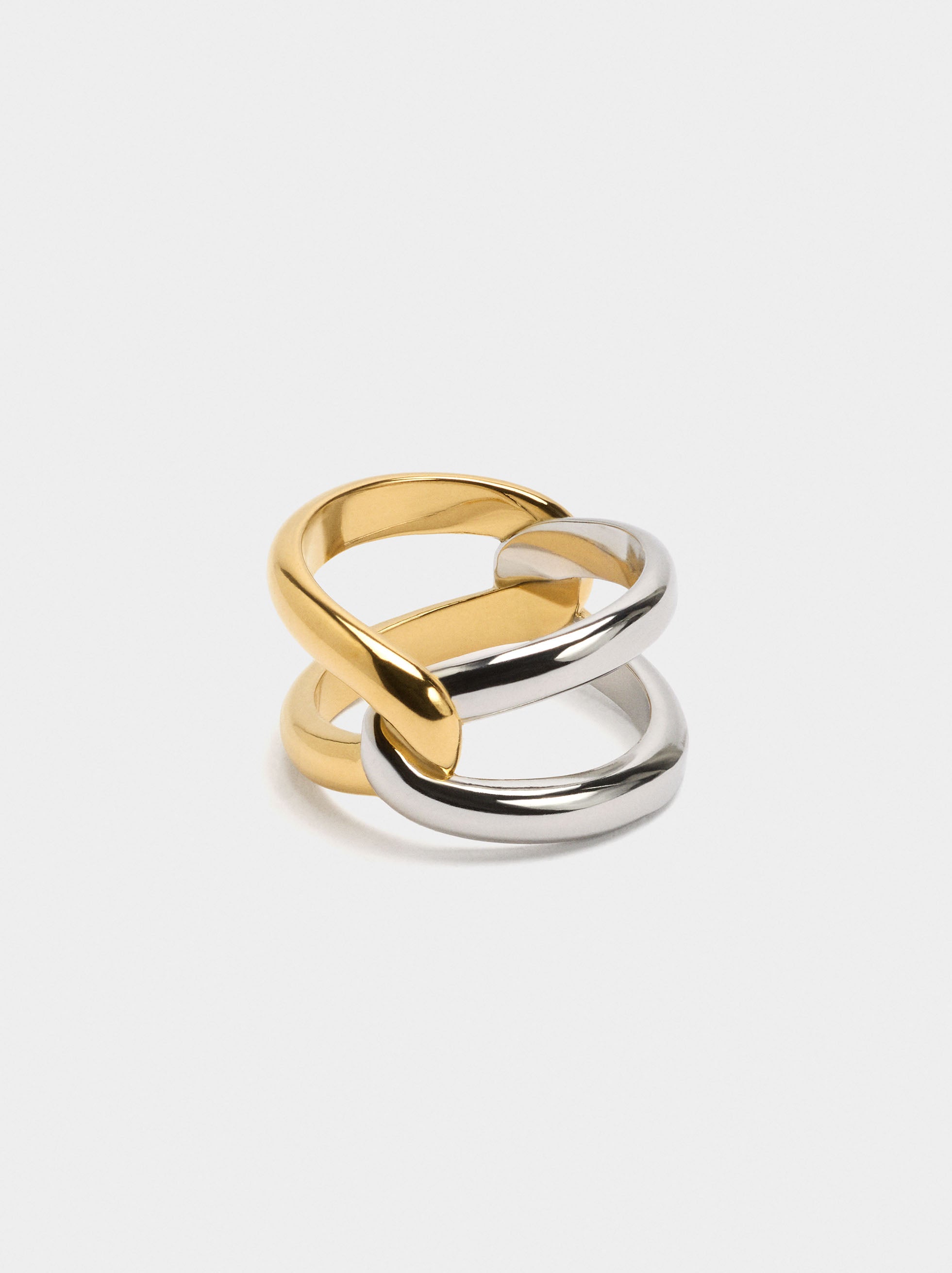 Anillo Cruzado Bicolor - Acero Inoxidable