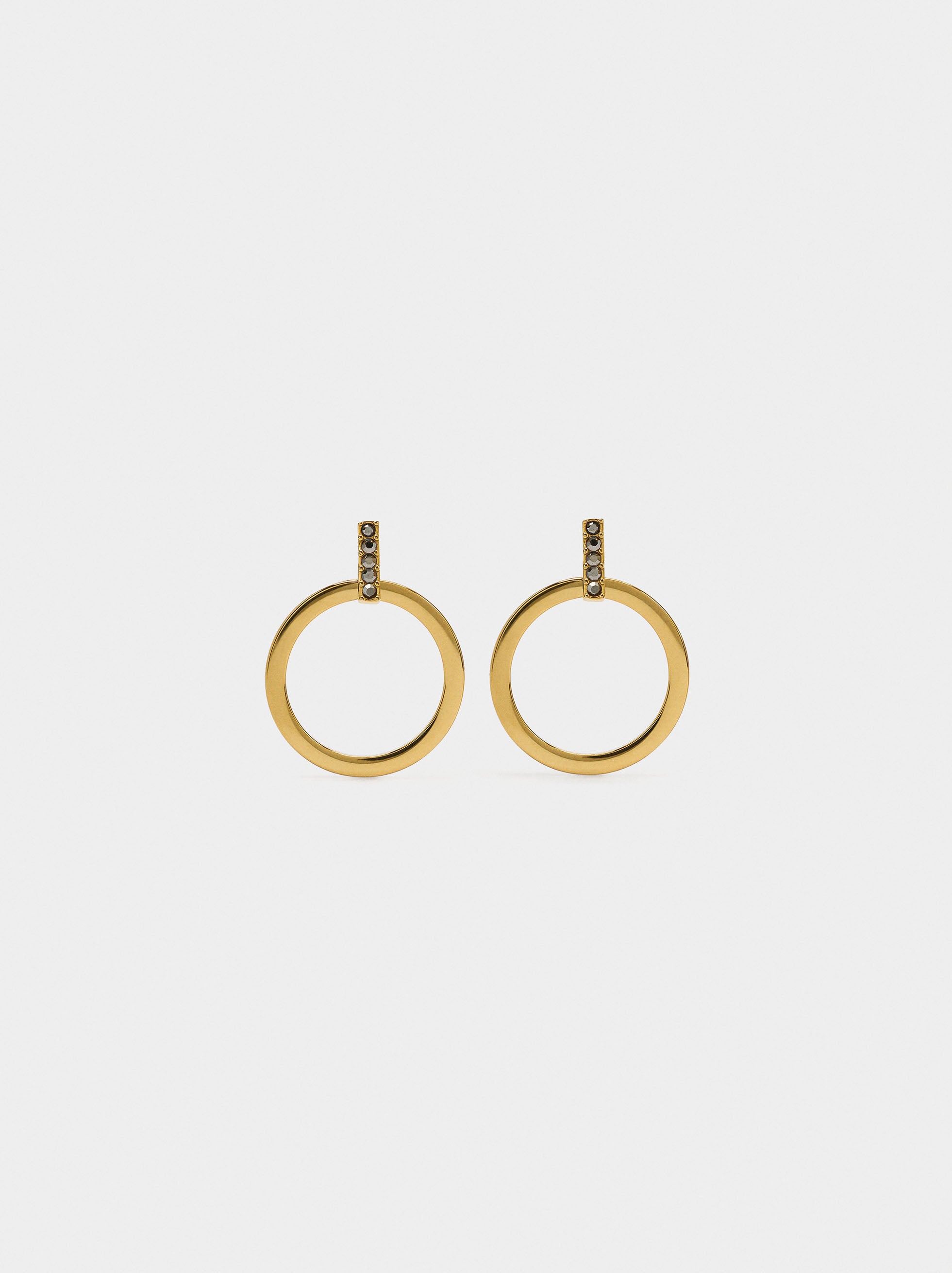 Aros Colgantes Con Cristales - Acero Inoxidable