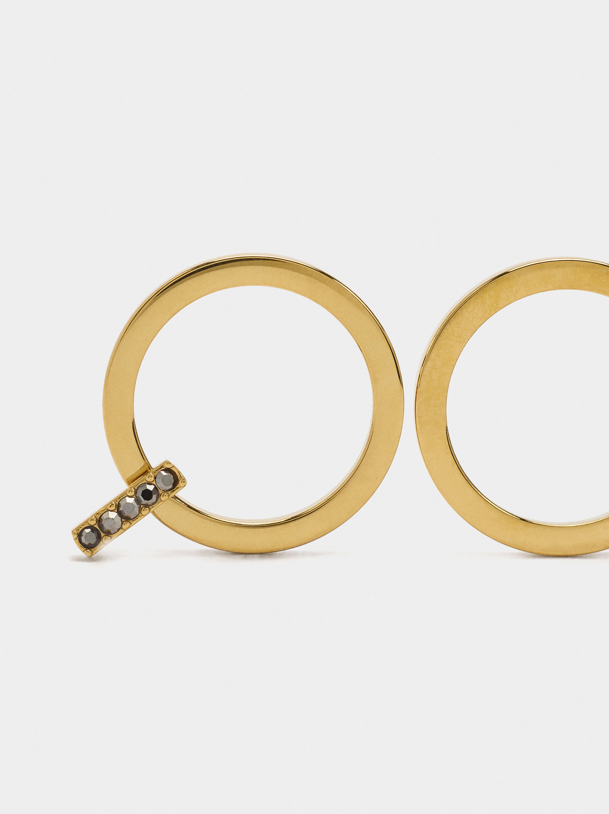 Aros Colgantes Con Cristales - Acero Inoxidable