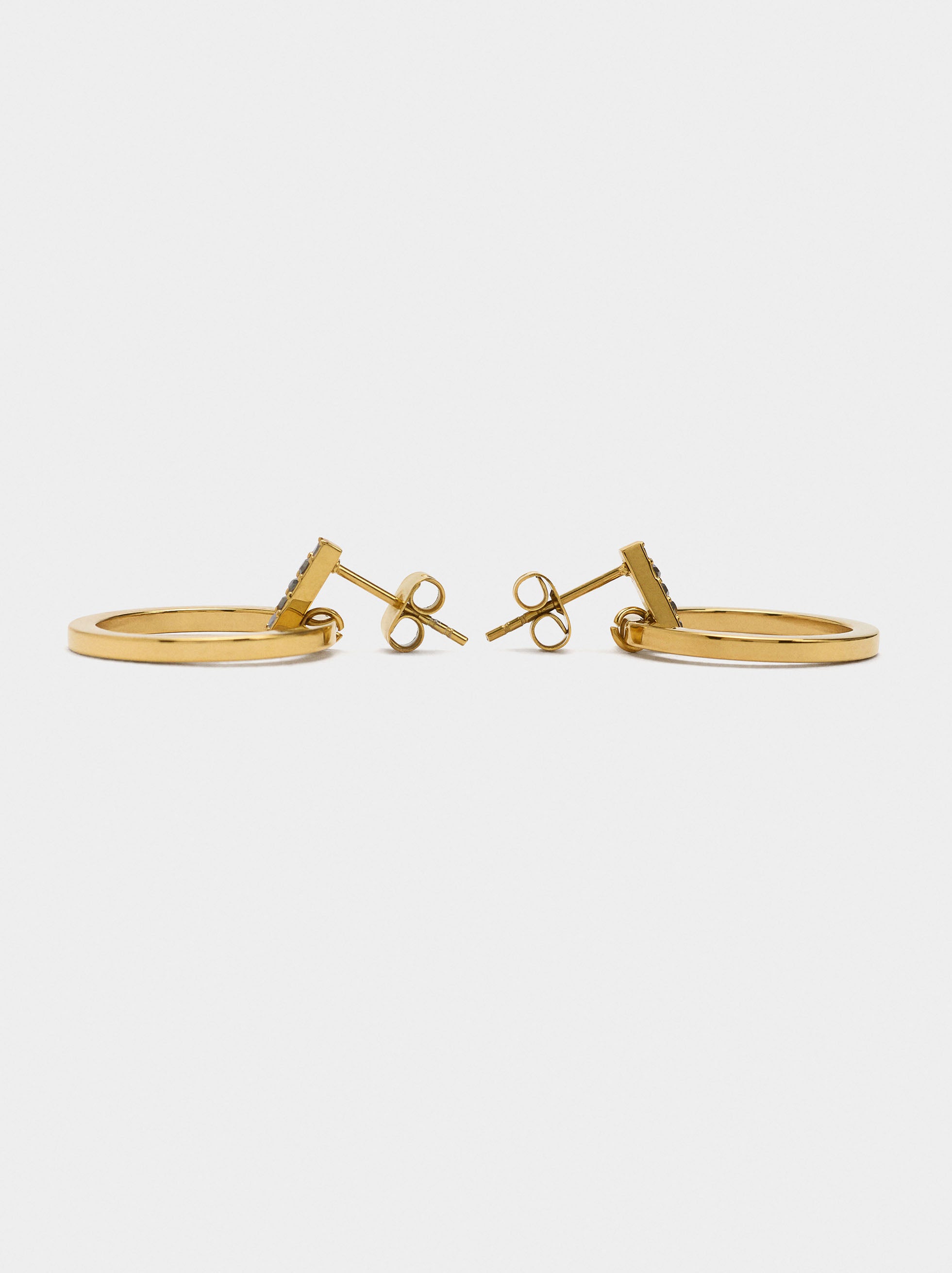 Aros Colgantes Con Cristales - Acero Inoxidable