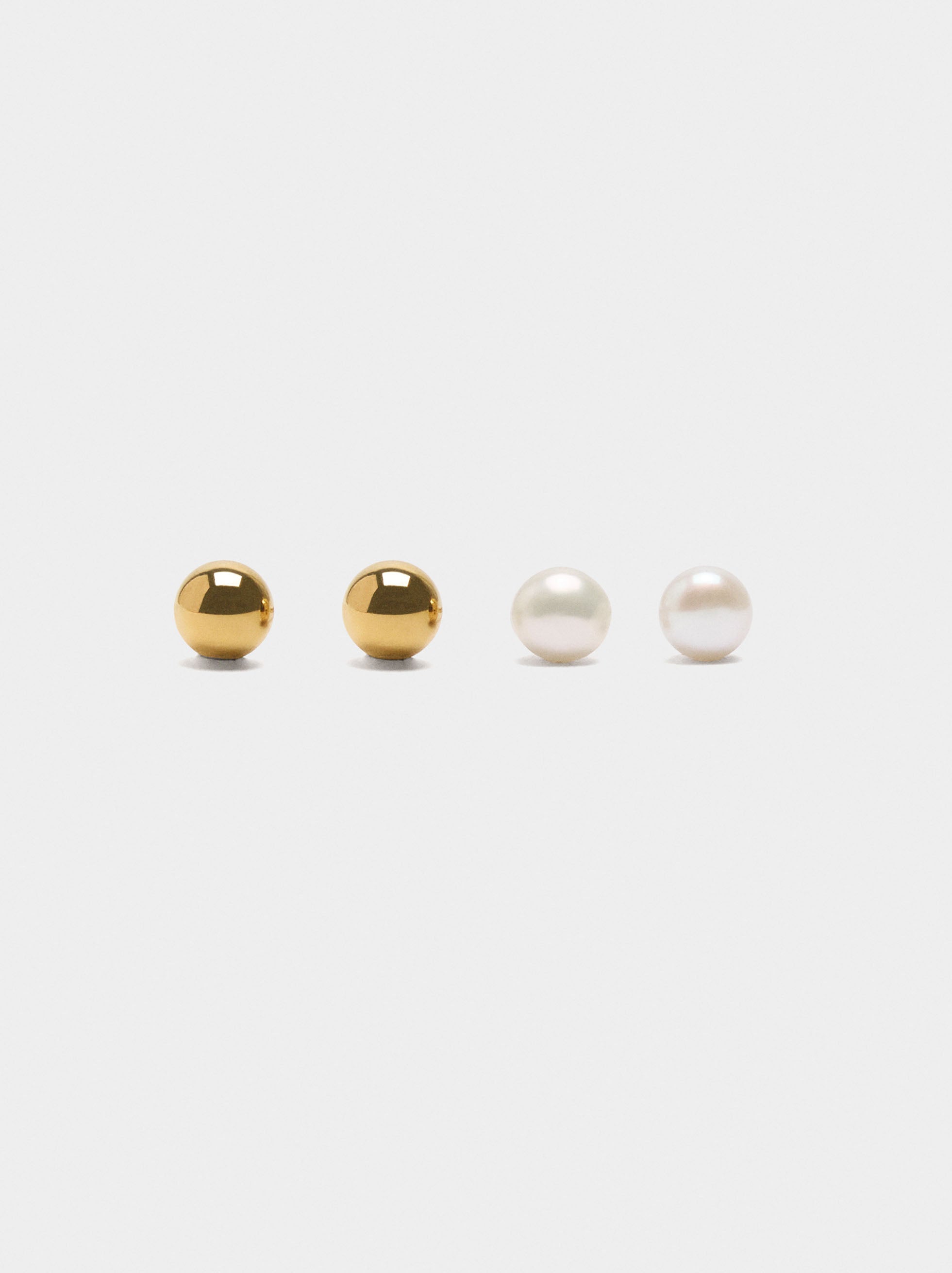 Set De Pendientes Con Perlas De Agua Dulce - Acero Inoxidable