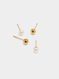 Set De Pendientes Con Perlas De Agua Dulce - Acero Inoxidable