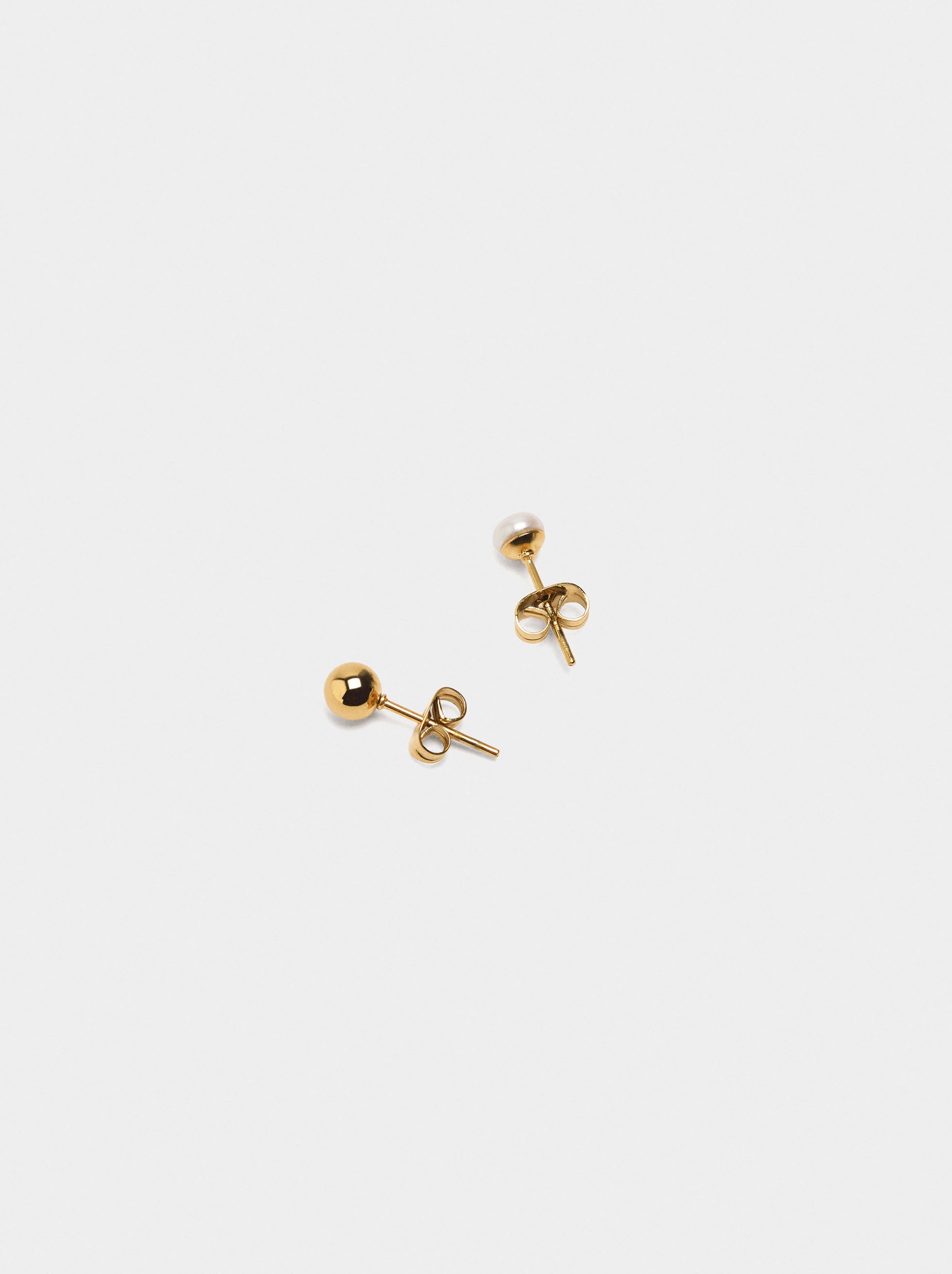 Set De Pendientes Con Perlas De Agua Dulce - Acero Inoxidable