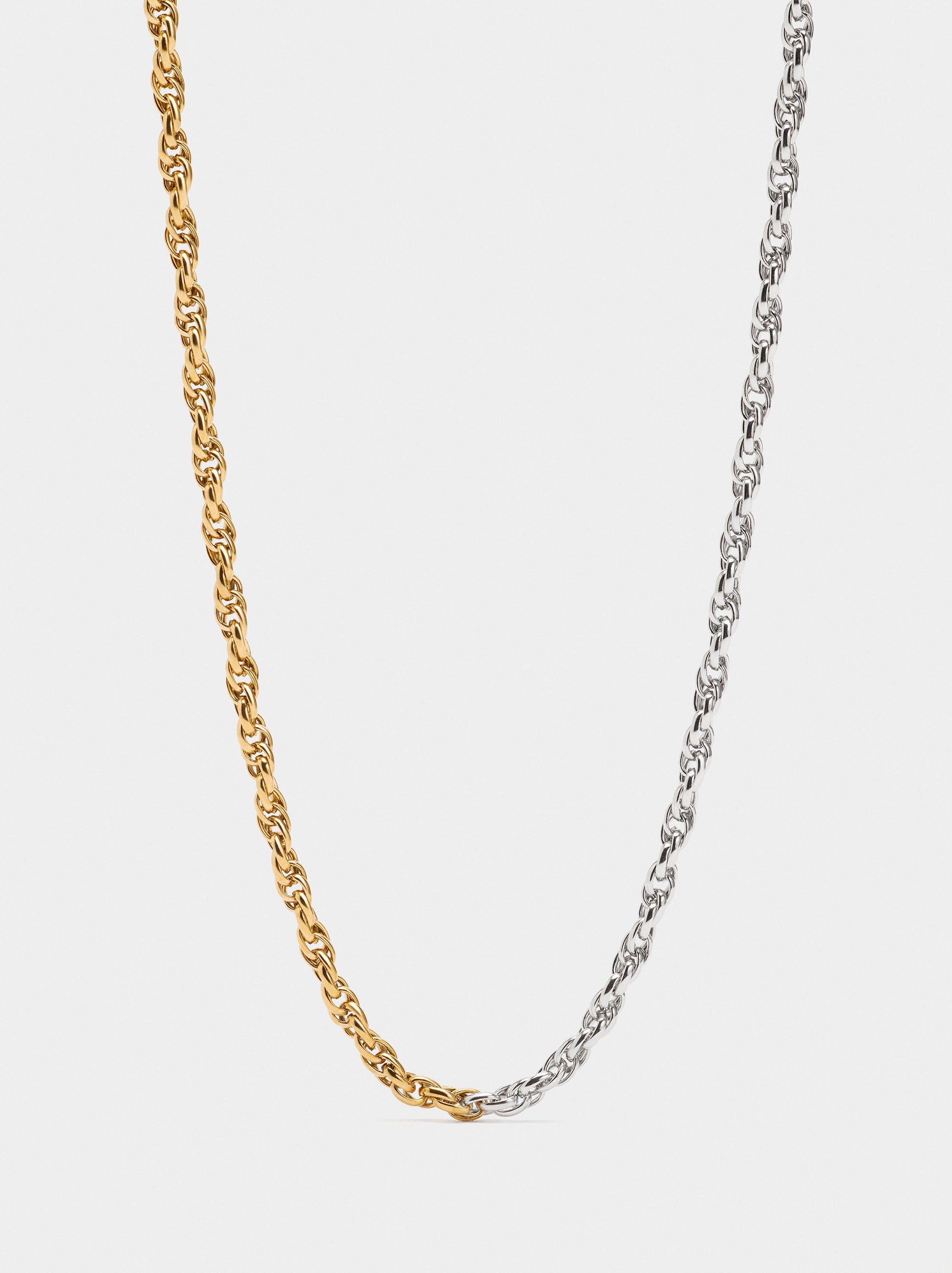 Collar Bicolor Con Eslabones - Acero Inoxidable