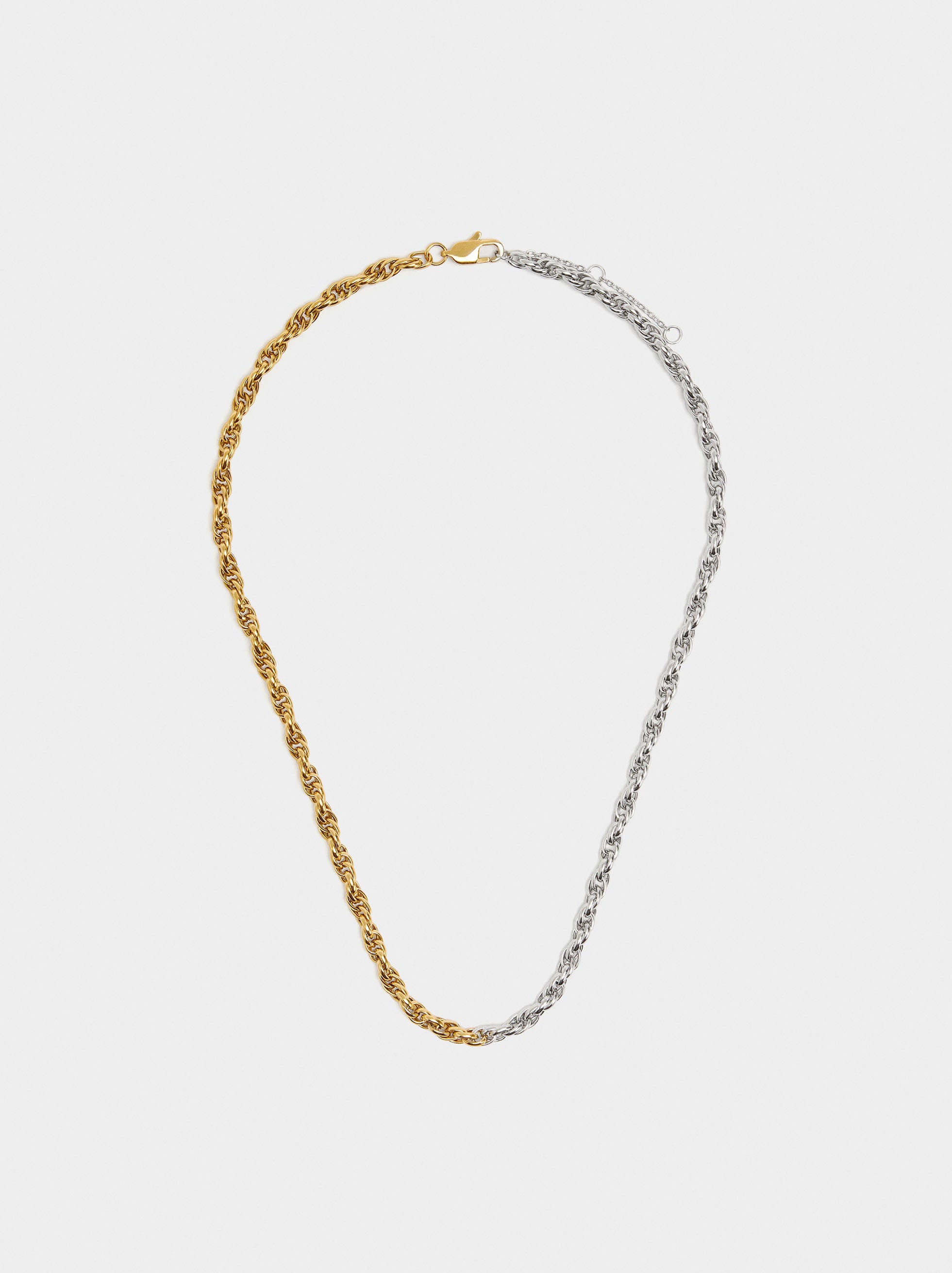 Collar Bicolor Con Eslabones - Acero Inoxidable
