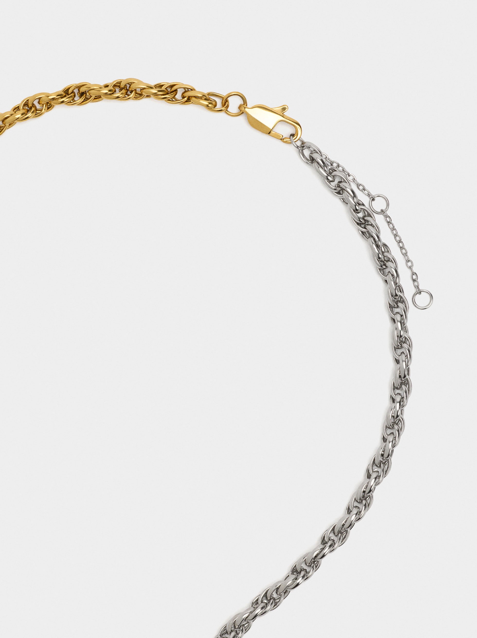 Collar Bicolor Con Eslabones - Acero Inoxidable