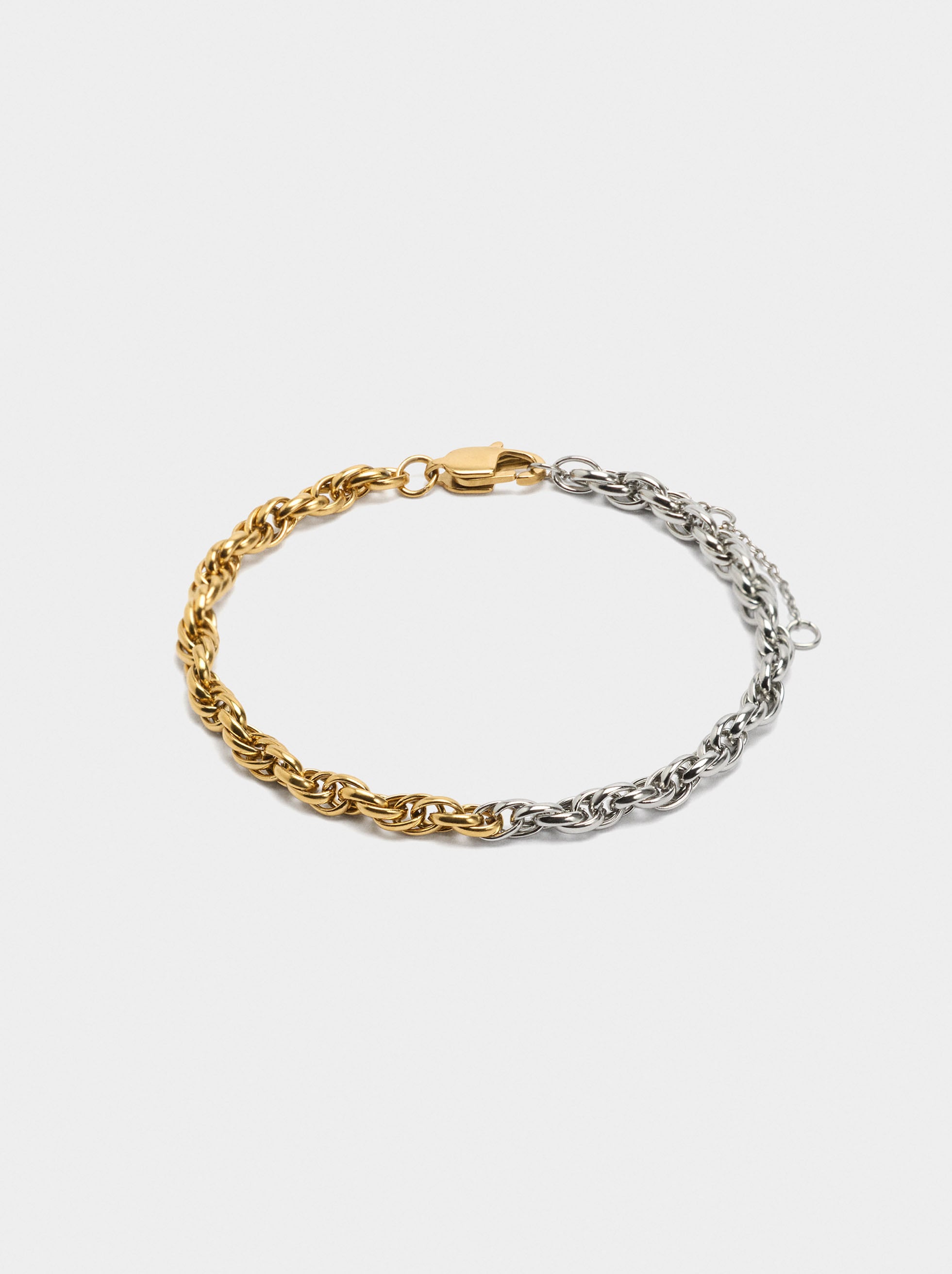 Pulsera Bicolor Con Eslabones - Acero Inoxidable