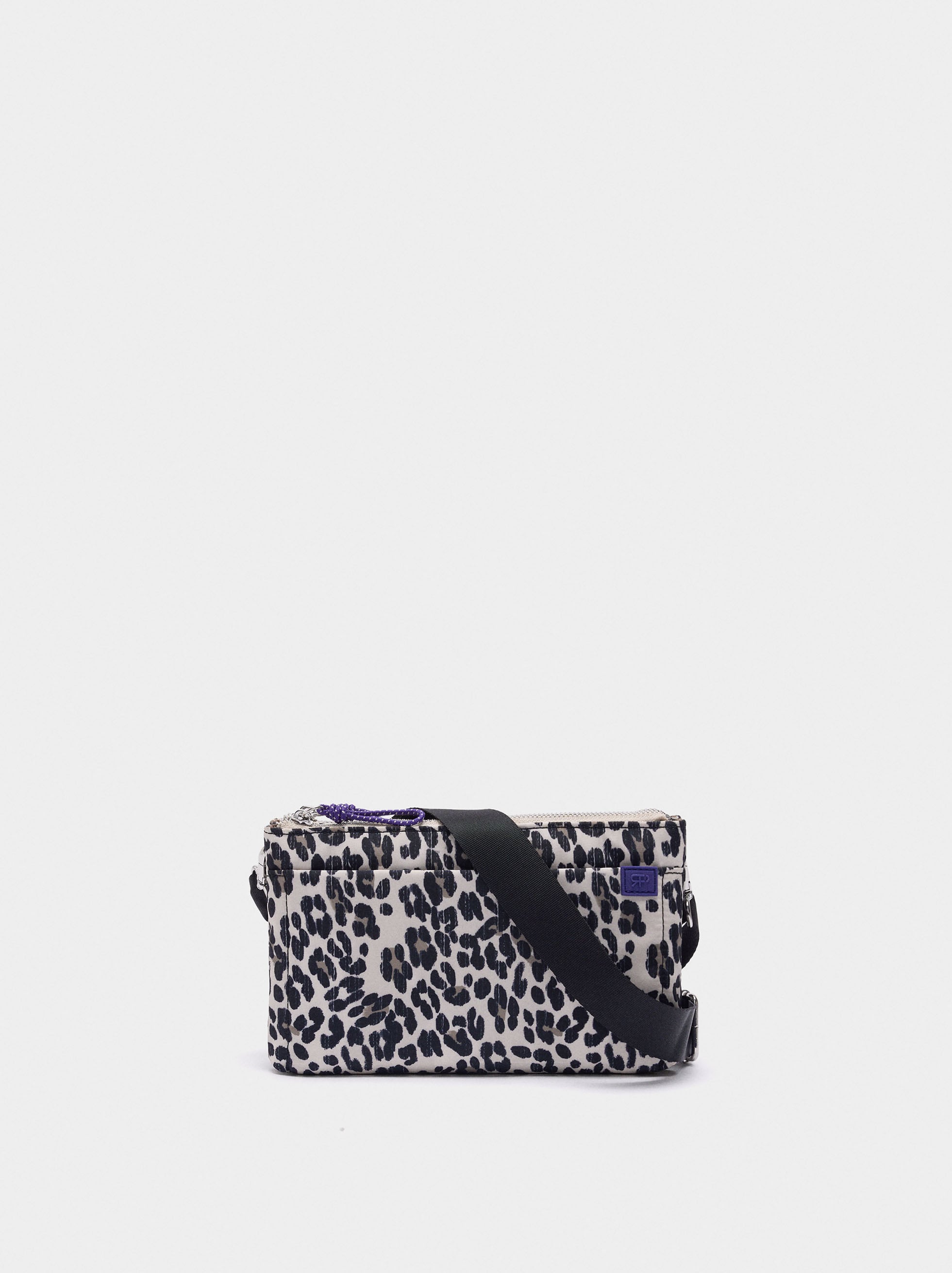 Bolso Bandolera Estampado Leopardo De Nylon